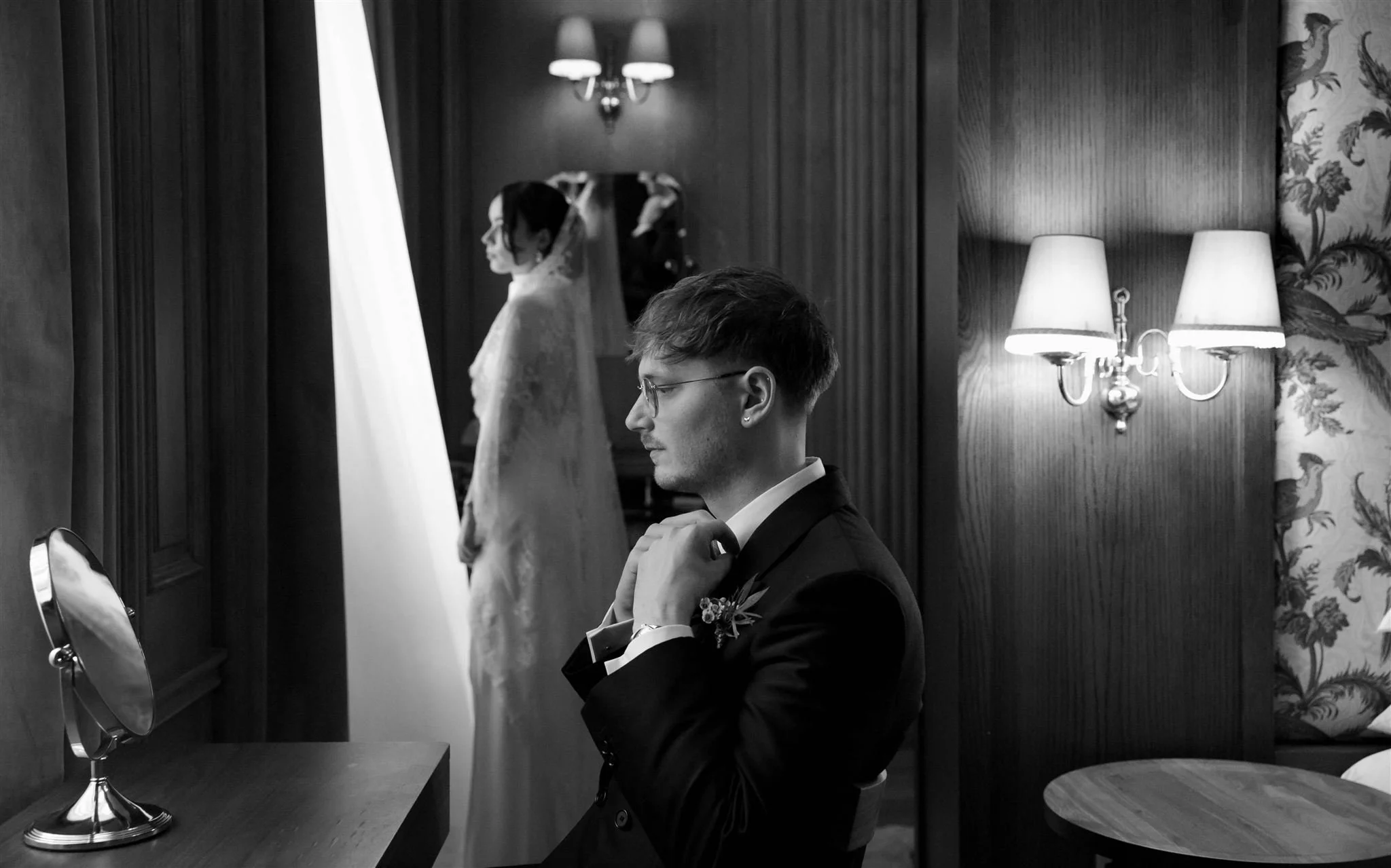 Groom portrait photographed by an Edinburgh wedding photographer in Edinburgh.