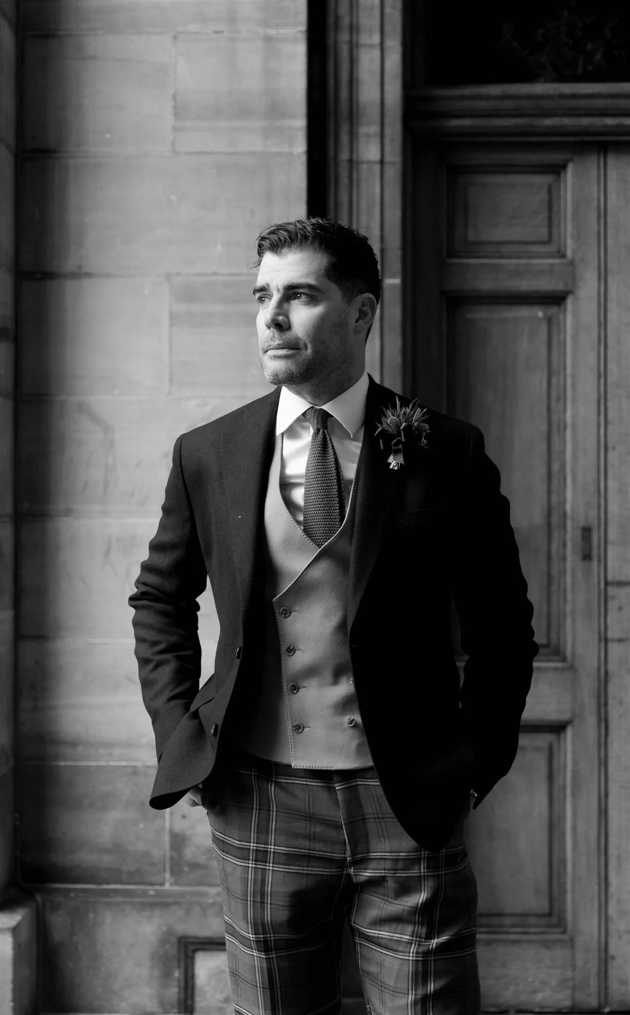 A groom on a Hawksmoor Edinburgh Wedding day in Edinburgh, Scotland.