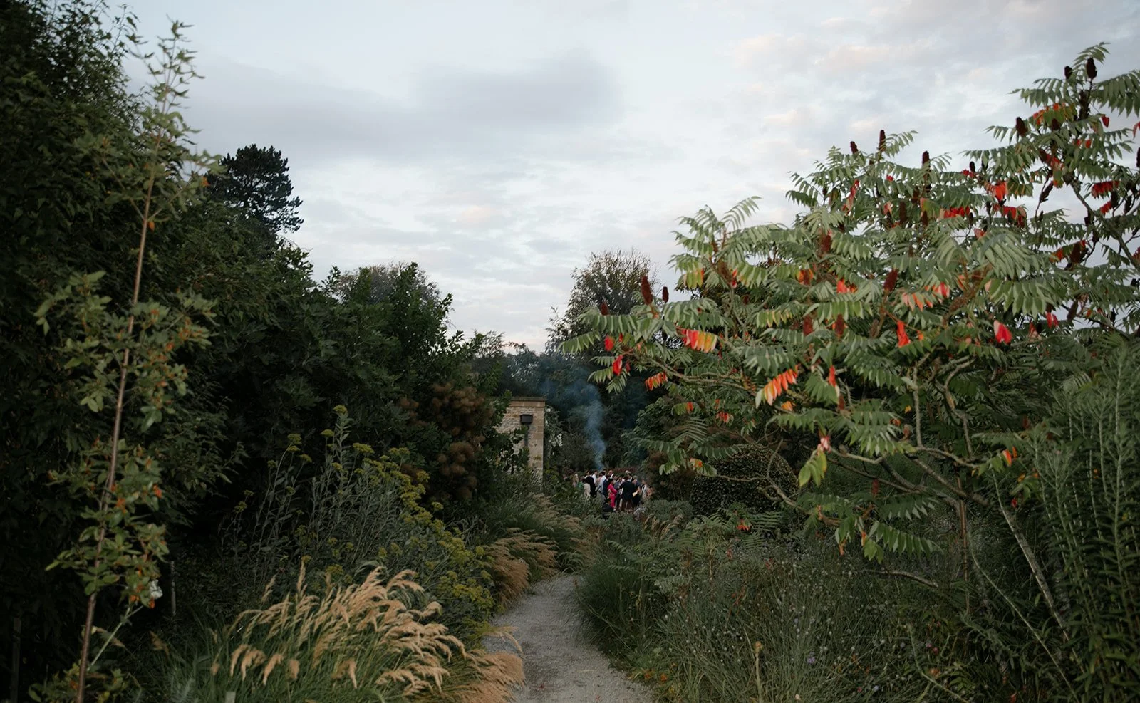 Middleton Lodge Estate wedding reception and bonfire in the walled garden in North Yorkshire.