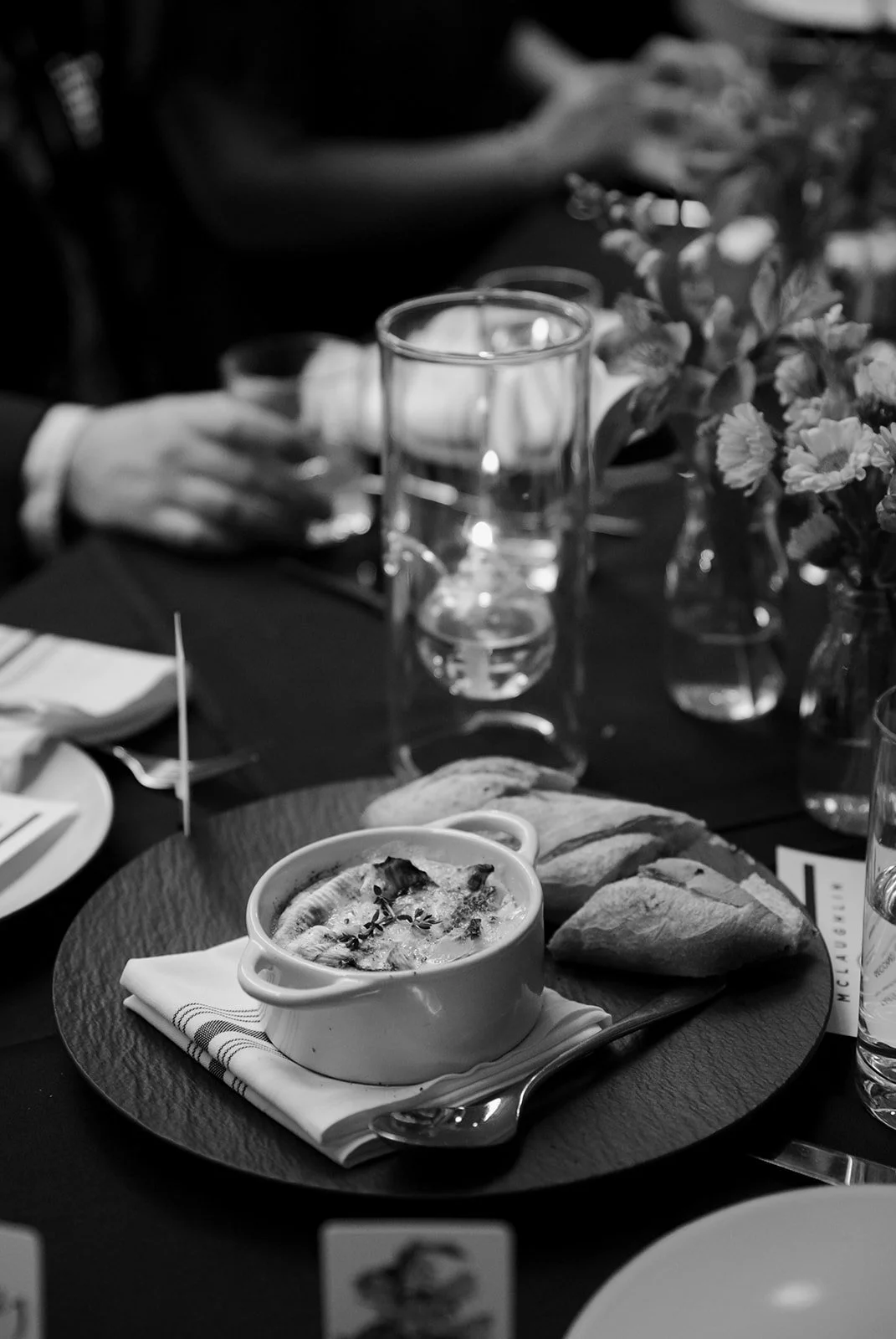 A wedding reception dinner at Venteux in Chicago.