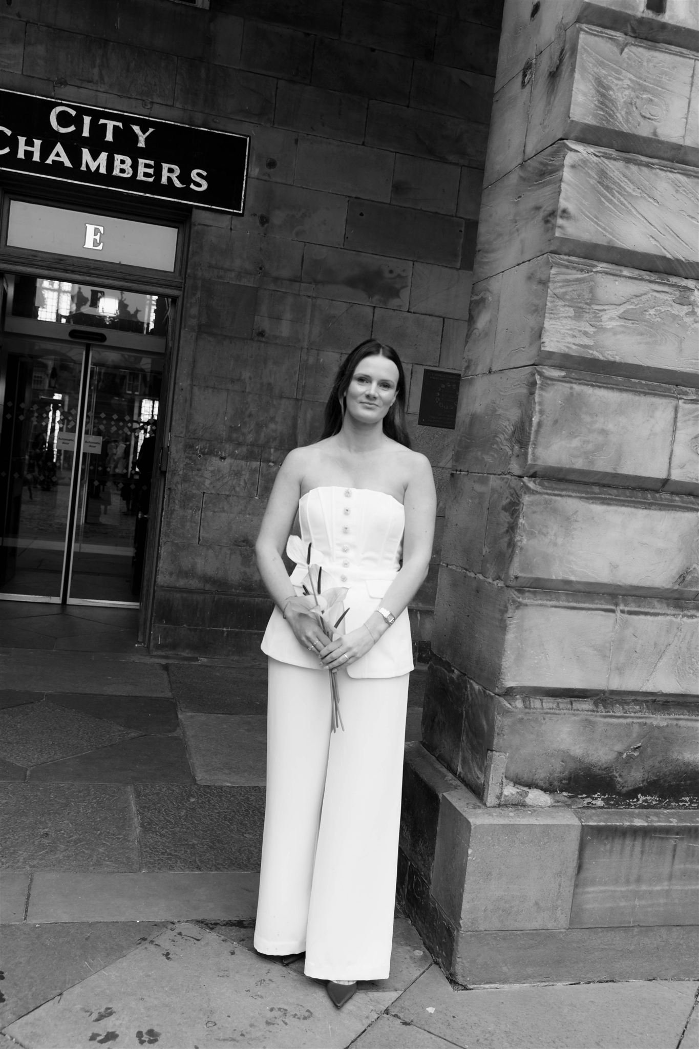 A bride on a Hawksmoor Edinburgh Wedding day in Edinburgh, Scotland.