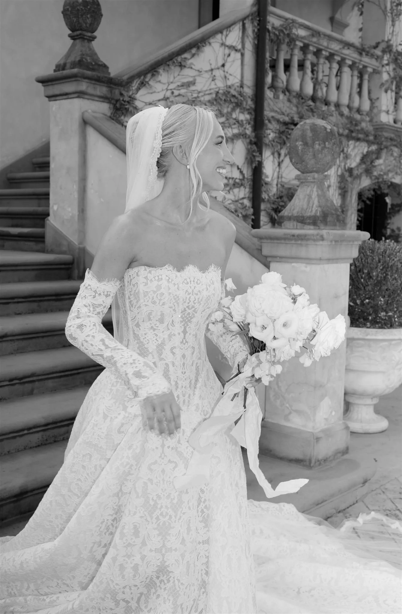 A bride on a wedding day at Tenuta Corbinaia Villa in Tuscany, Italy.