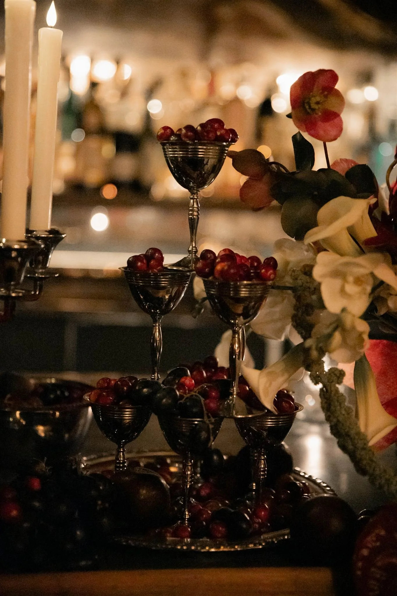 Gilt Bar Wedding decor by Dusk Lily Floral in Chicago.