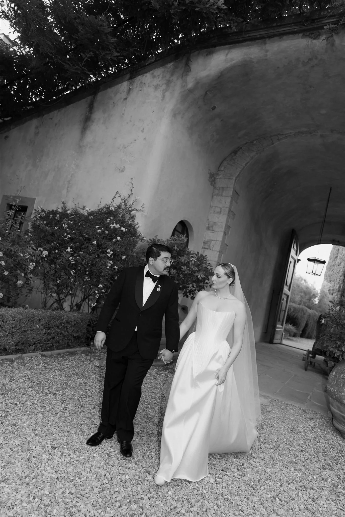Garden Wedding Ceremony on a wedding day at Villa Medicea Di Lilliano in Tuscany, Italy.