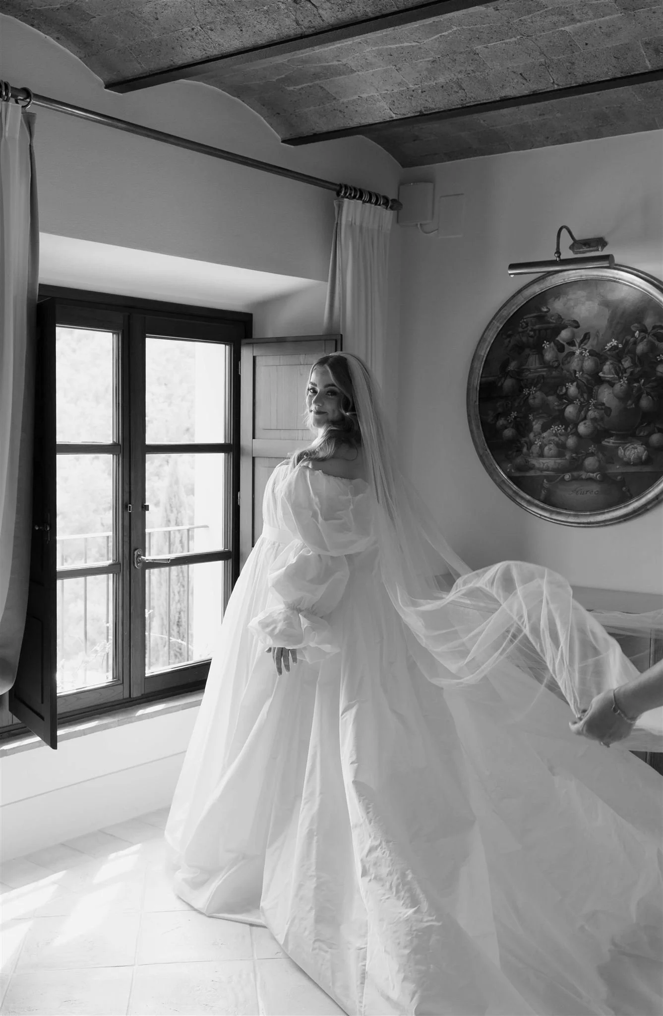 A wedding day at Dievole Wine Resort in the Chianti region of Tuscany, Italy.