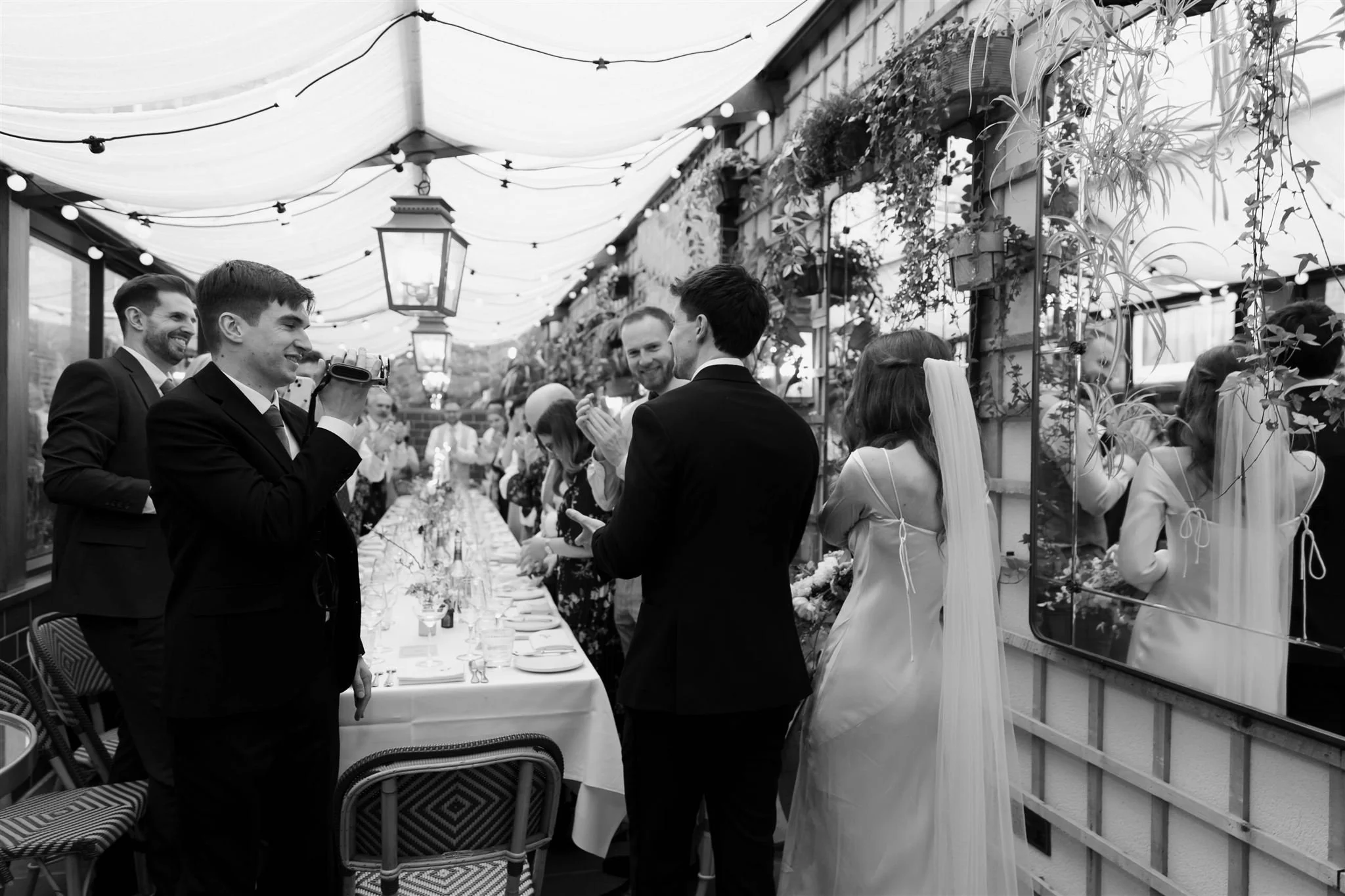 Newlyweds enjoying their day at Gleneagles Townhouse The Spence, after their Edinburgh City Chambers wedding ceremony.