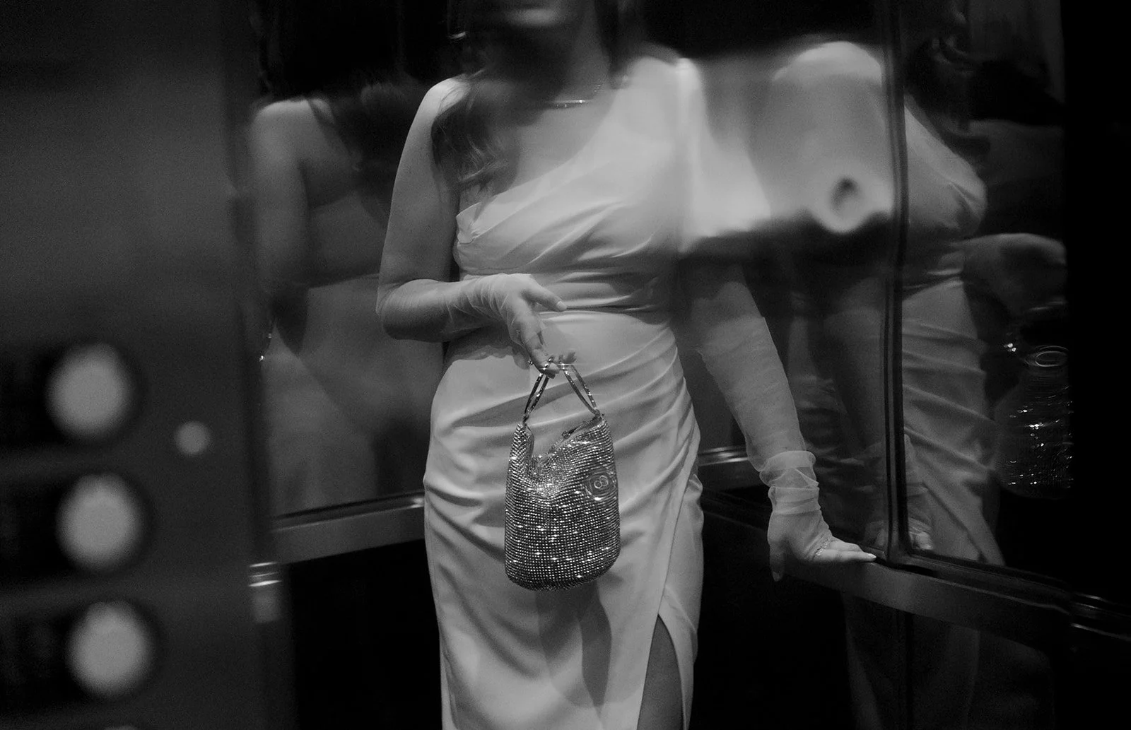 A bride on a wedding day at The Pendry Hotel in Chicago.