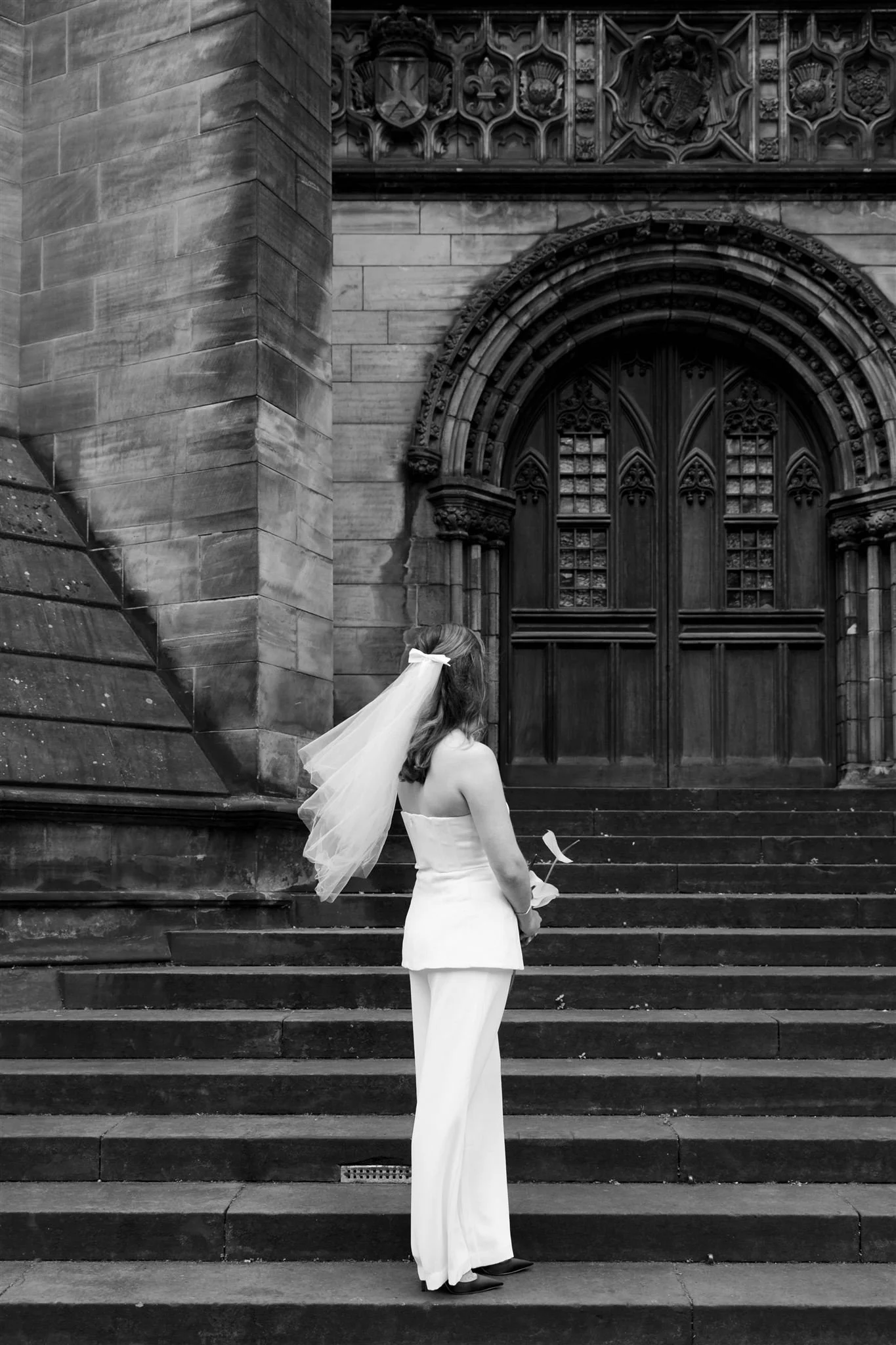A bride on a Hawksmoor Edinburgh Wedding day in Edinburgh, Scotland.