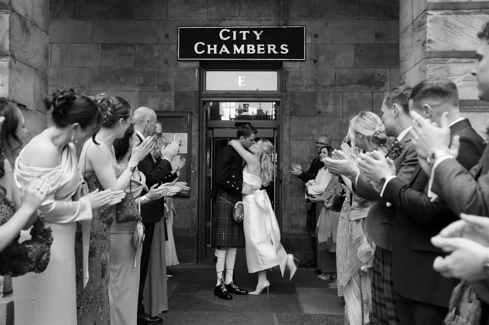 Edinburgh, Scotland wedding photographer capturing a couple on their wedding day at Edinburgh City Chambers.