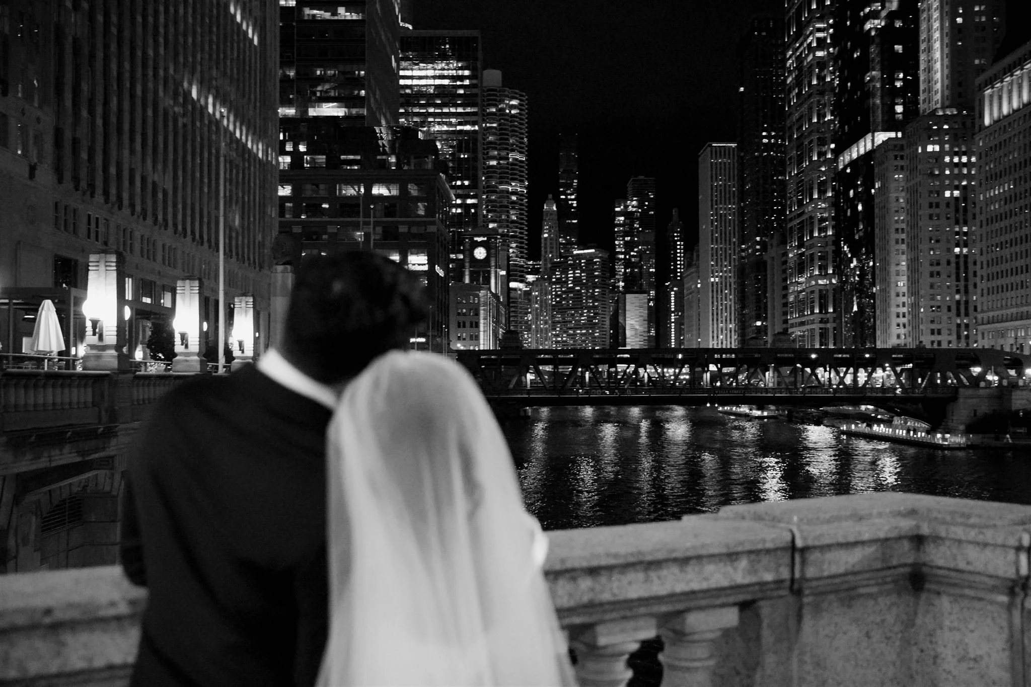 Wedding Photo in downtown Chicago on the way to Gilt Bar.