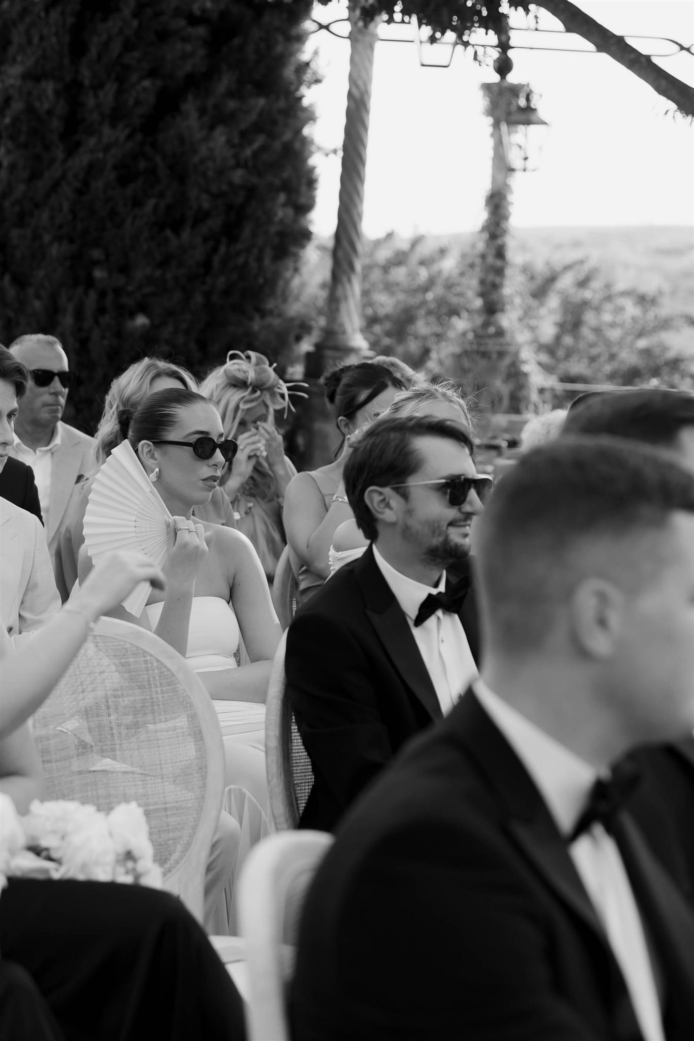 An outdoor wedding ceremony at Tenuta Corbinaia Villa in Tuscany, Italy.
