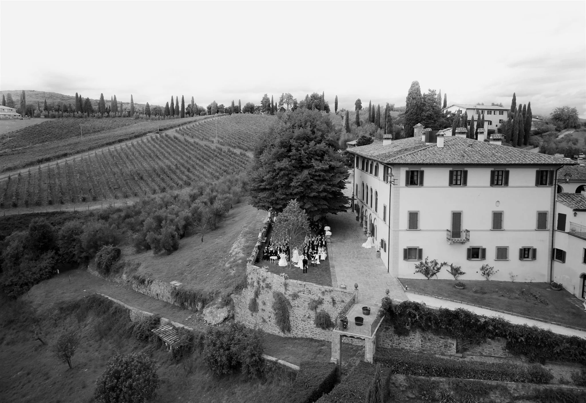 A wedding day at Dievole Wine Resort in the Chianti region of Tuscany, Italy.
