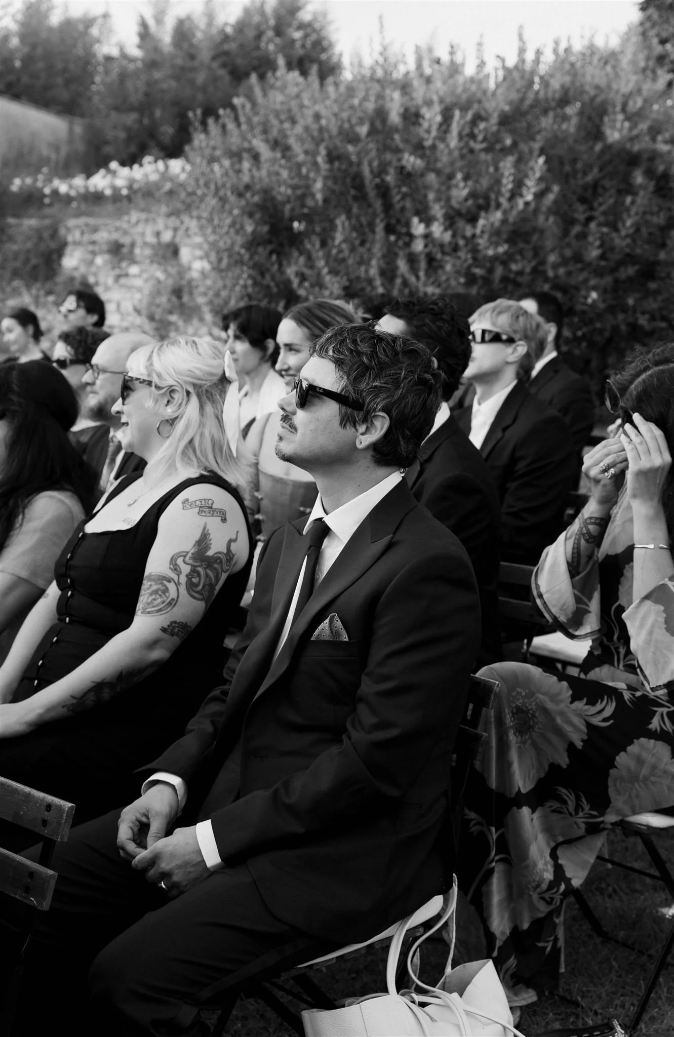 Garden Wedding Ceremony on a wedding day at Villa Medicea Di Lilliano in Tuscany, Italy.