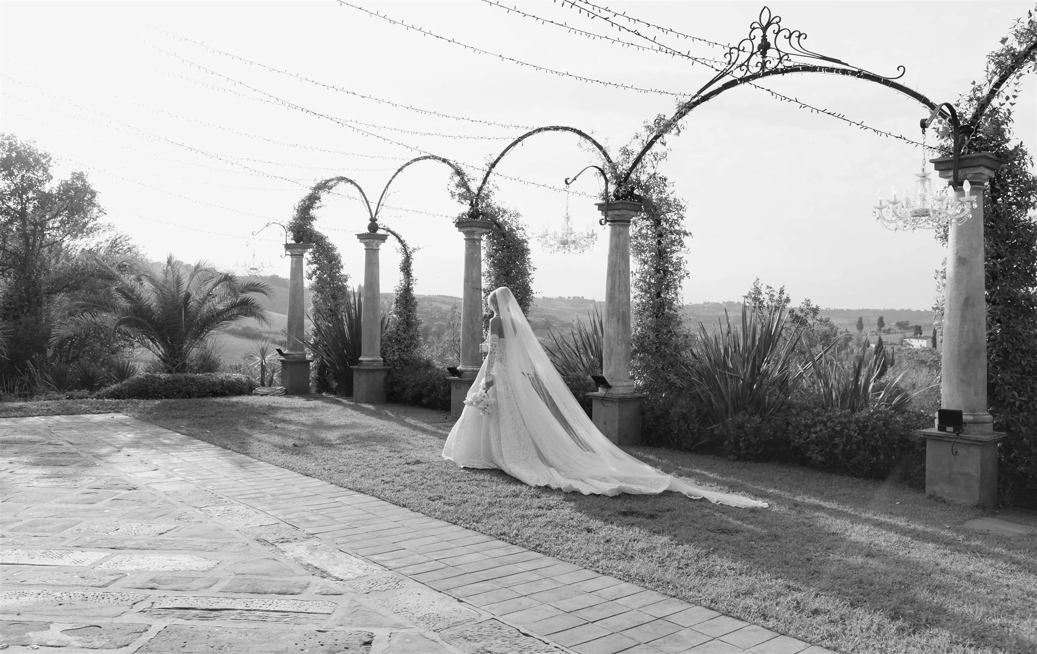 A bride on a wedding day at Tenuta Corbinaia Villa in Tuscany, Italy.