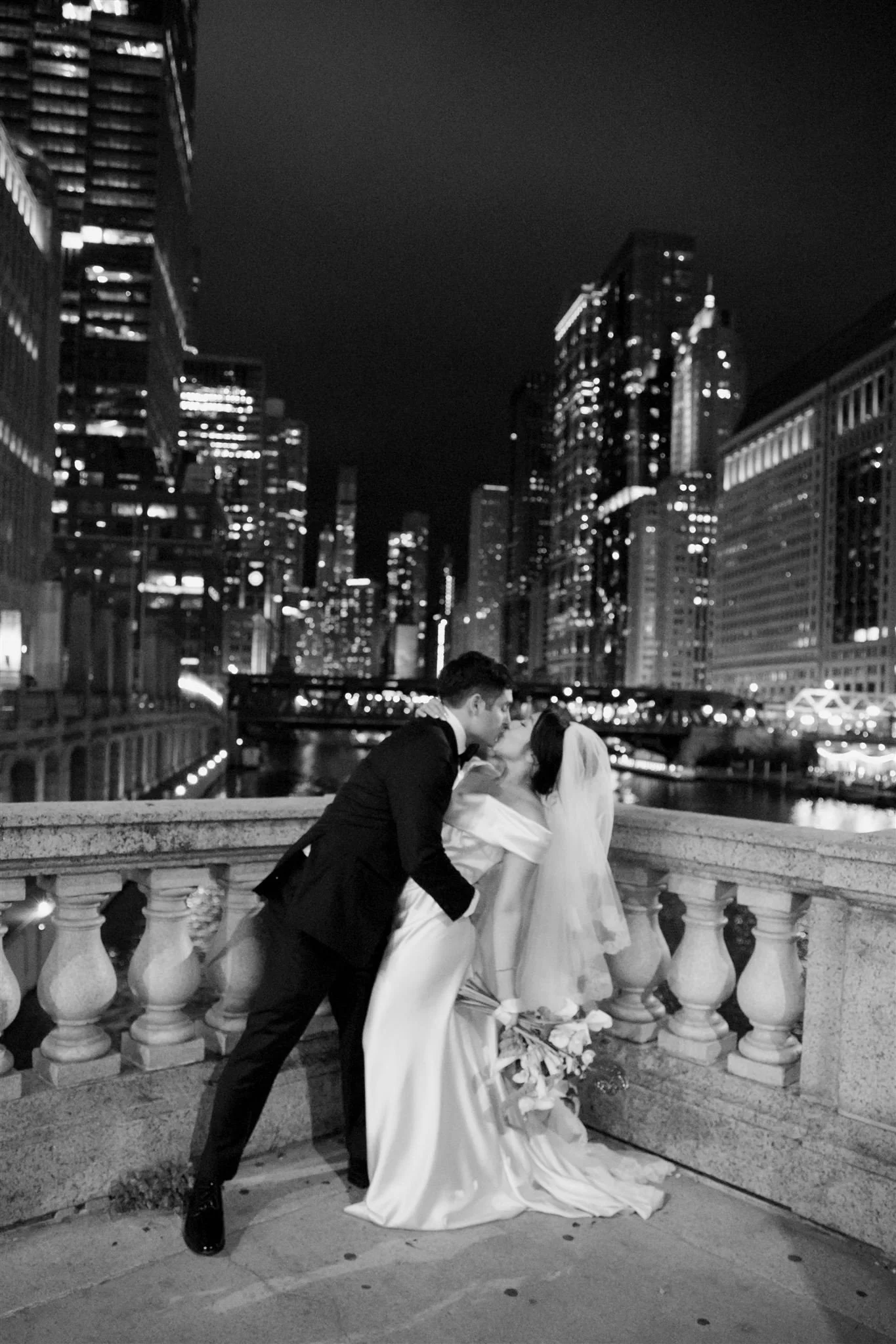 Wedding Photo in downtown Chicago on the way to Gilt Bar.