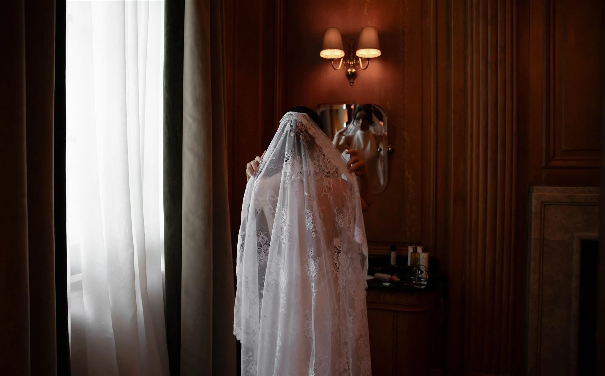 Modern bridal portrait in Edinburgh city wedding style.