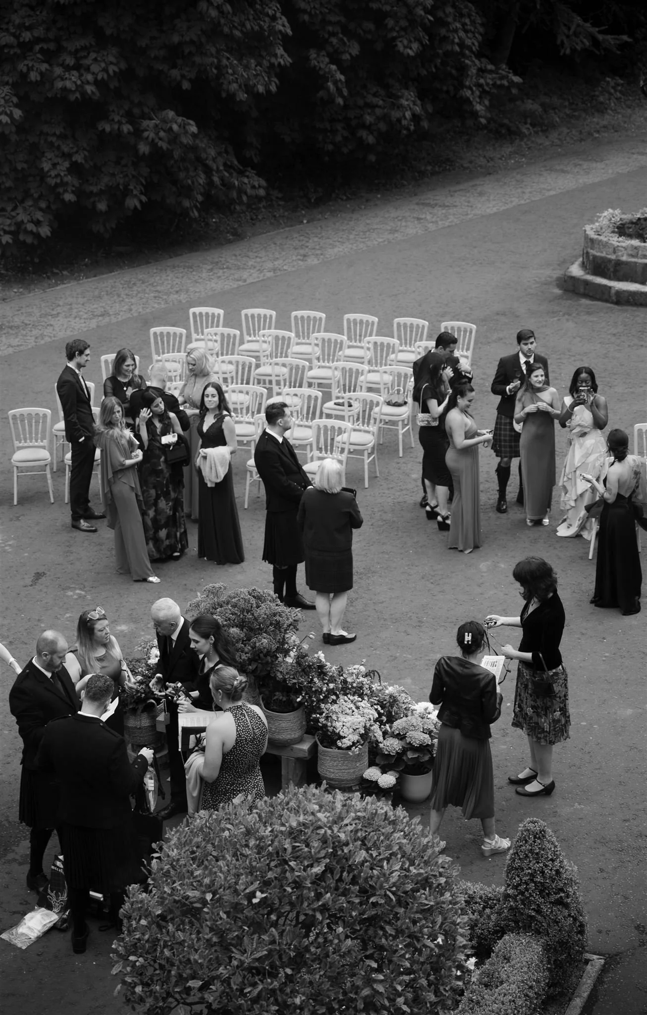 A luxury castle wedding ceremony on a wedding day at Drumtochty Castle in Scotland.