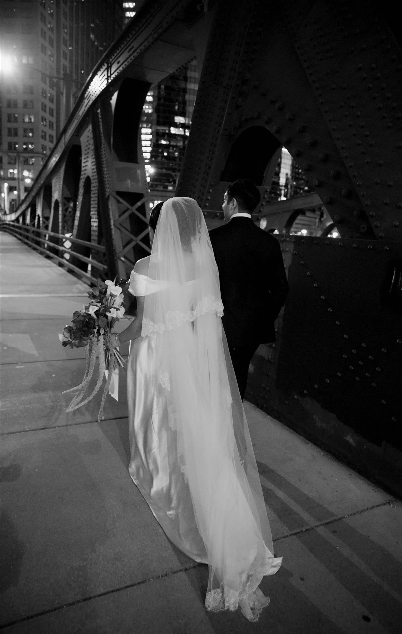Wedding Photos in downtown Chicago on the way to Gilt Bar.