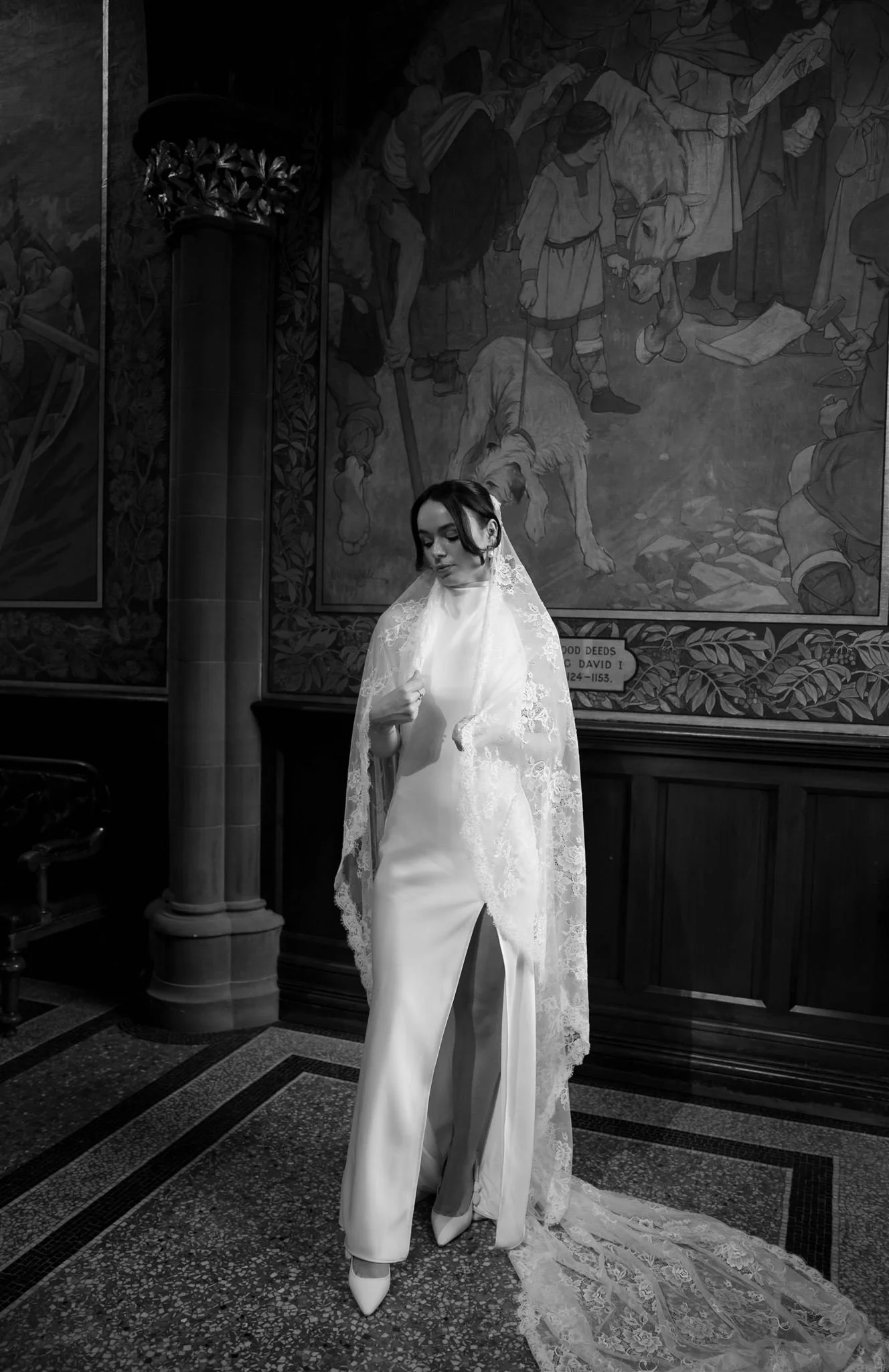 Bride on a wedding day at The Edinburgh Grand Hotel in Edinburgh, Scotland.