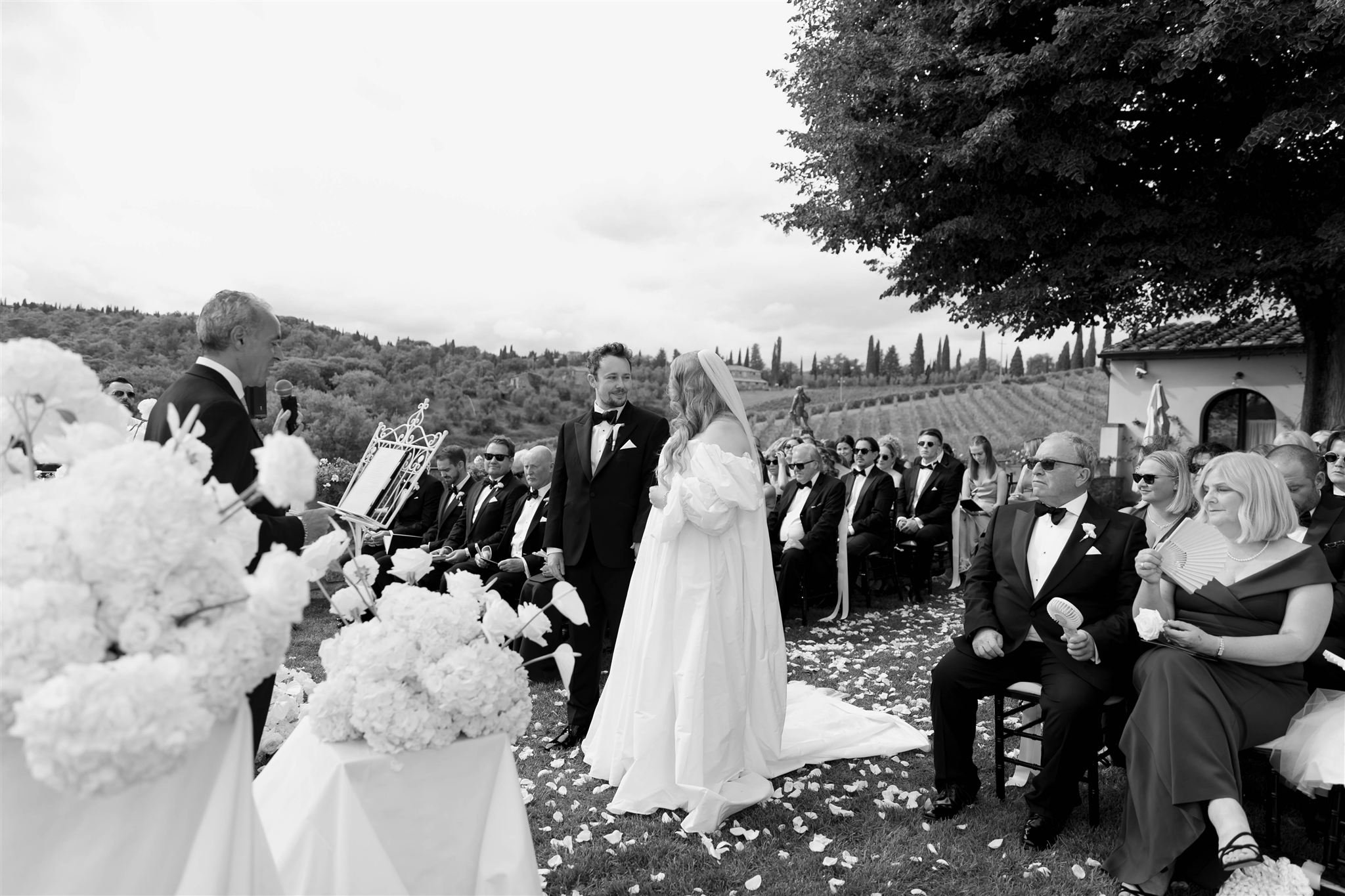 A wedding day at Dievole Wine Resort in the Chianti region of Tuscany, Italy.