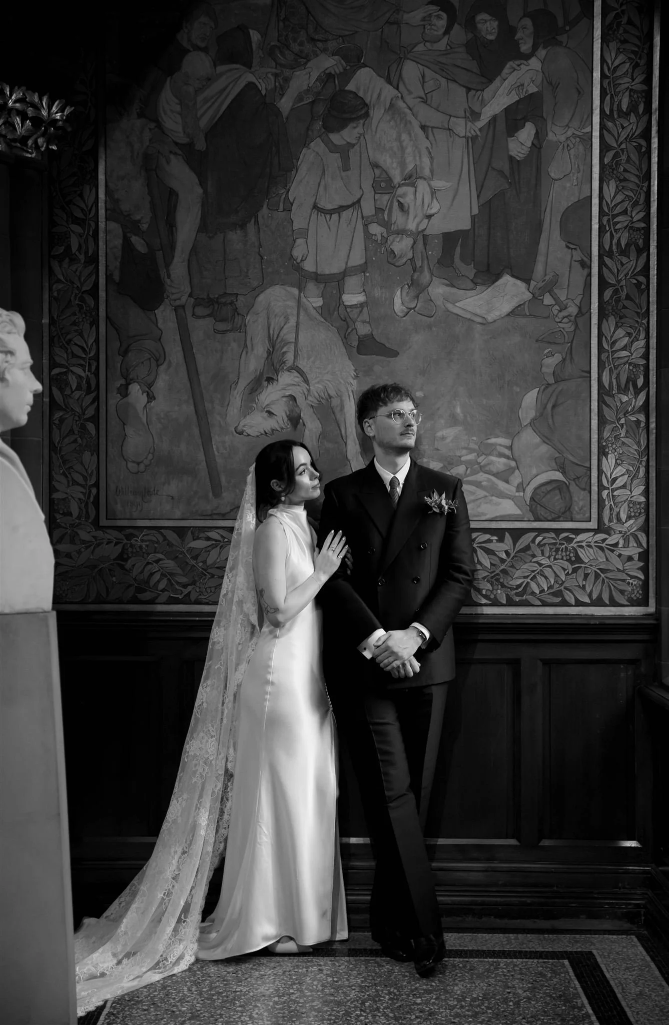 National Portrait Gallery wedding day in Edinburgh, Scotland.