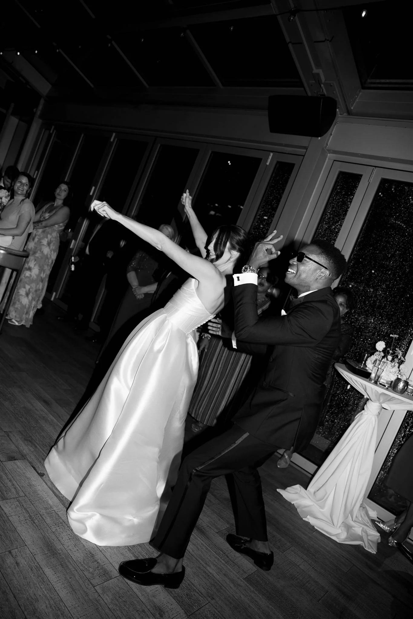 Dancing at a wedding at Gibson’s Italia overlooking downtown Chicago.