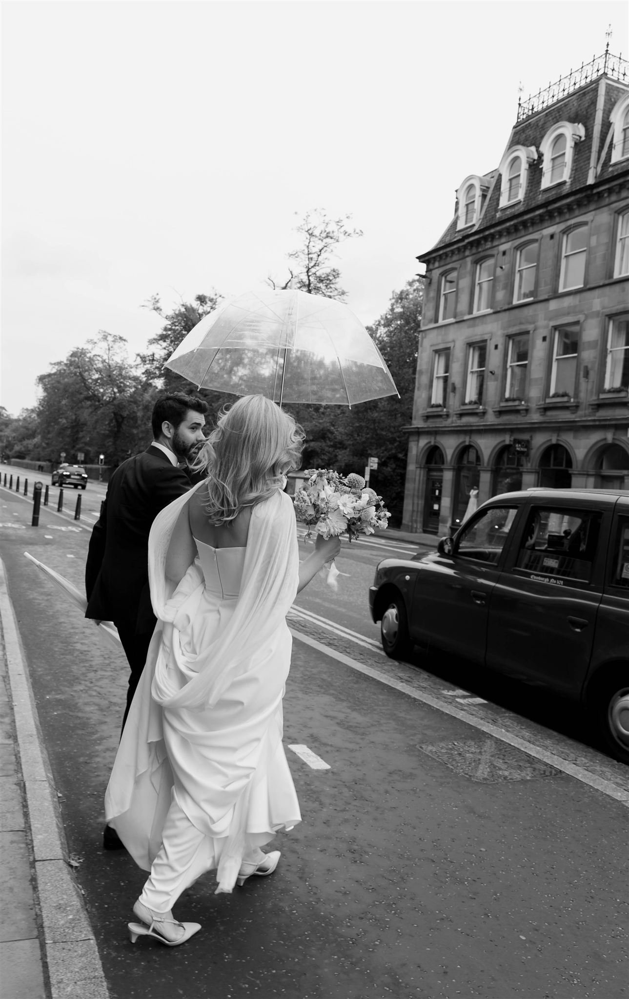 A wedding day at The Scottish National Portrait Gallery in Edinburgh, Scotland.