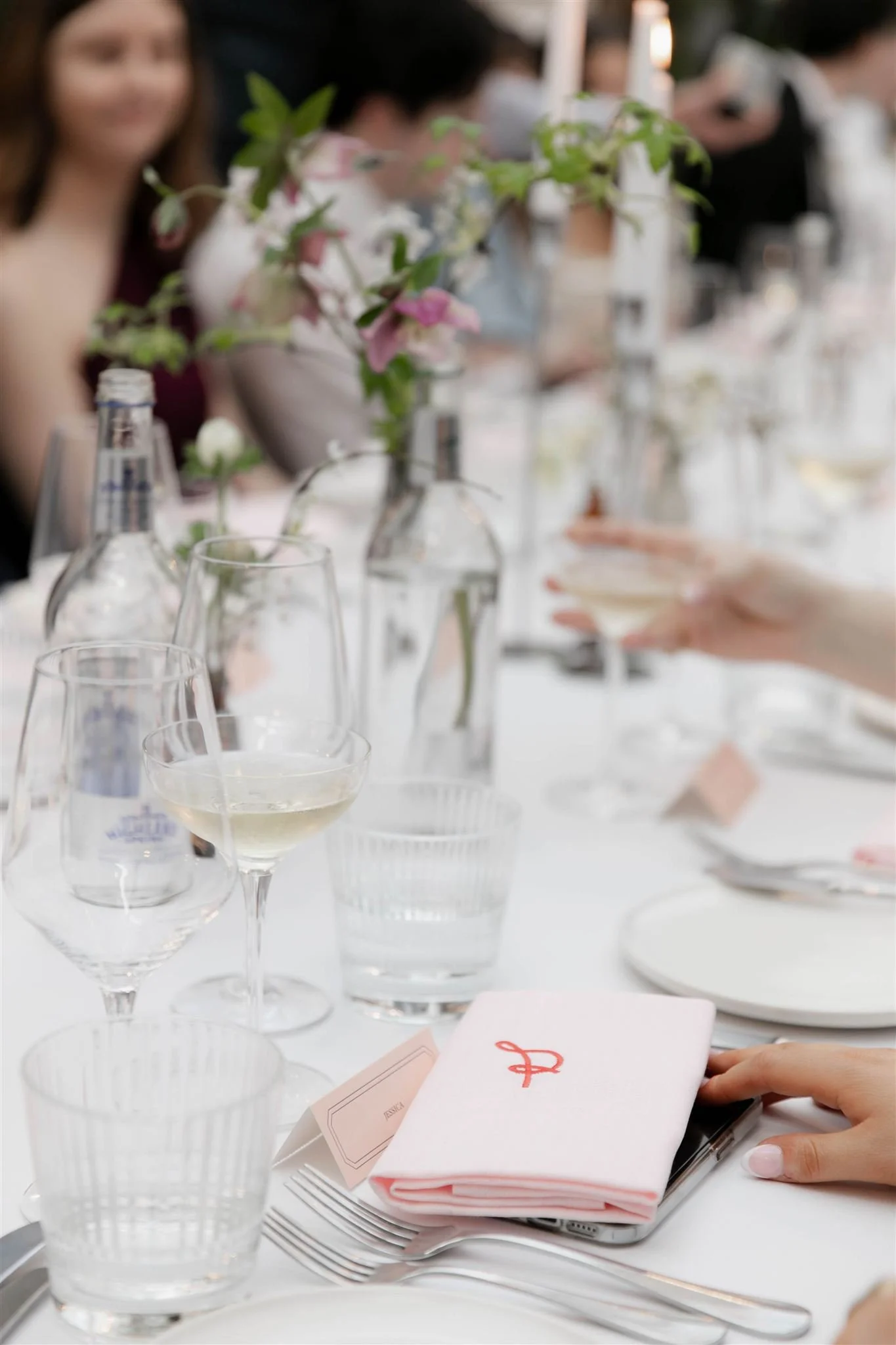 The Spence Napkin details at a reception dinner at Gleneagles Townhouse in Edinburgh following an Edinburgh City Chambers ceremony.