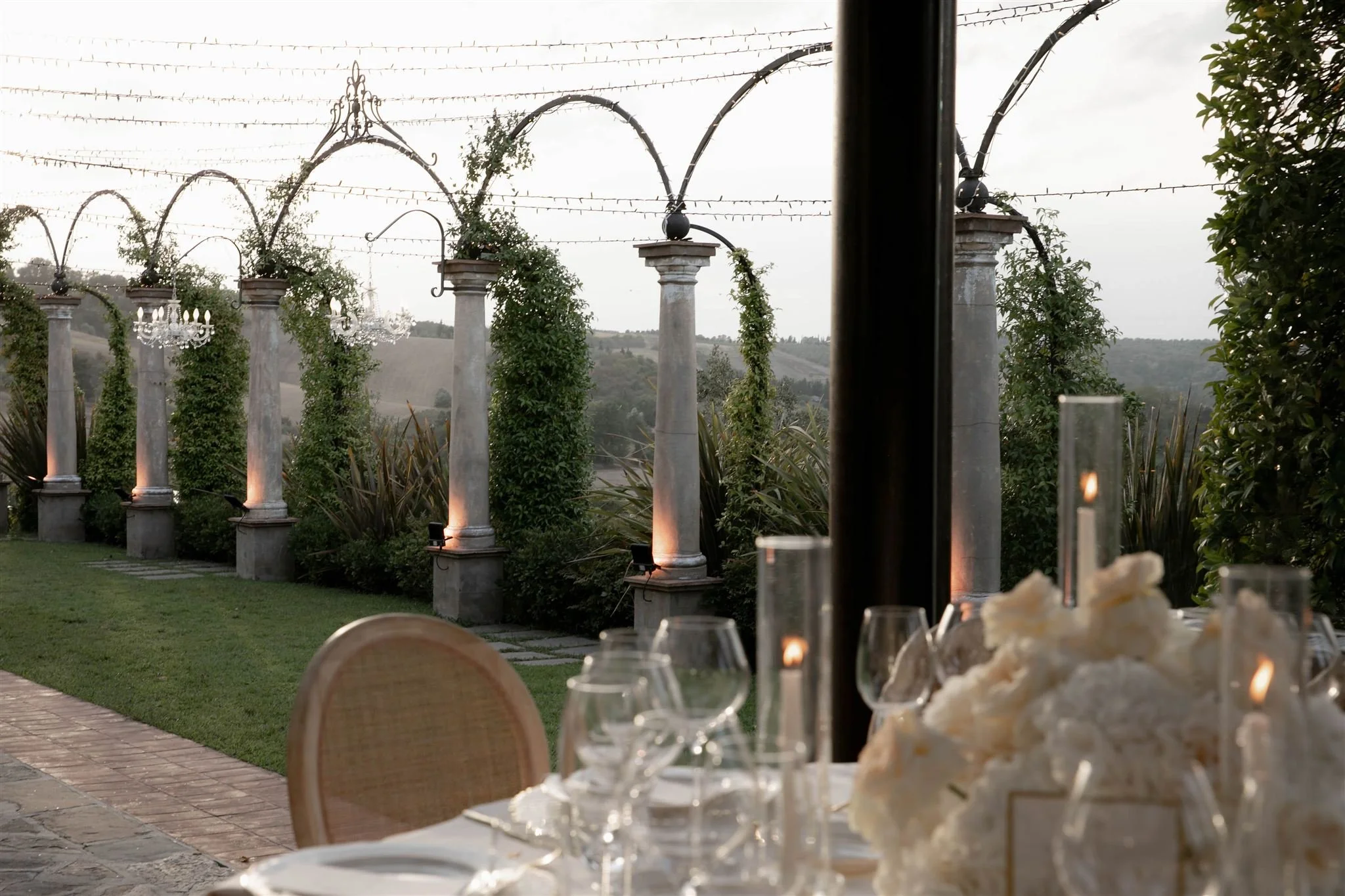A wedding reception at Tenuta Corbinaia Villa in Tuscany, Italy.