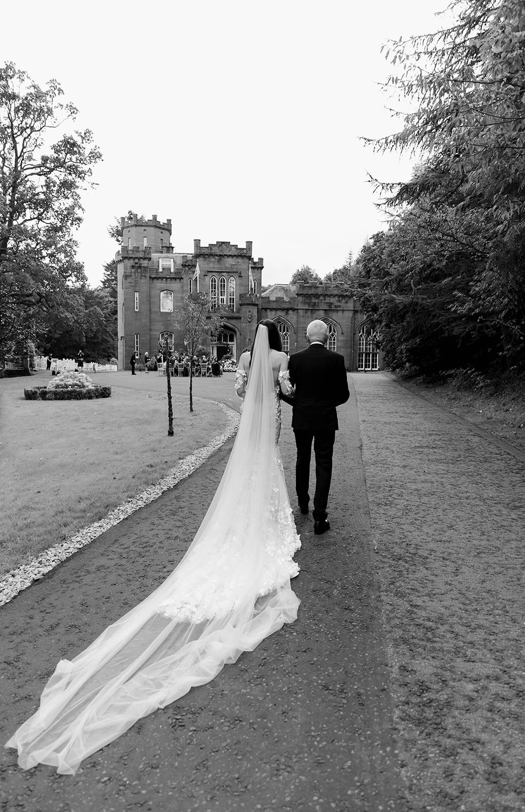 A luxury castle wedding ceremony on a wedding day at Drumtochty Castle in Scotland.