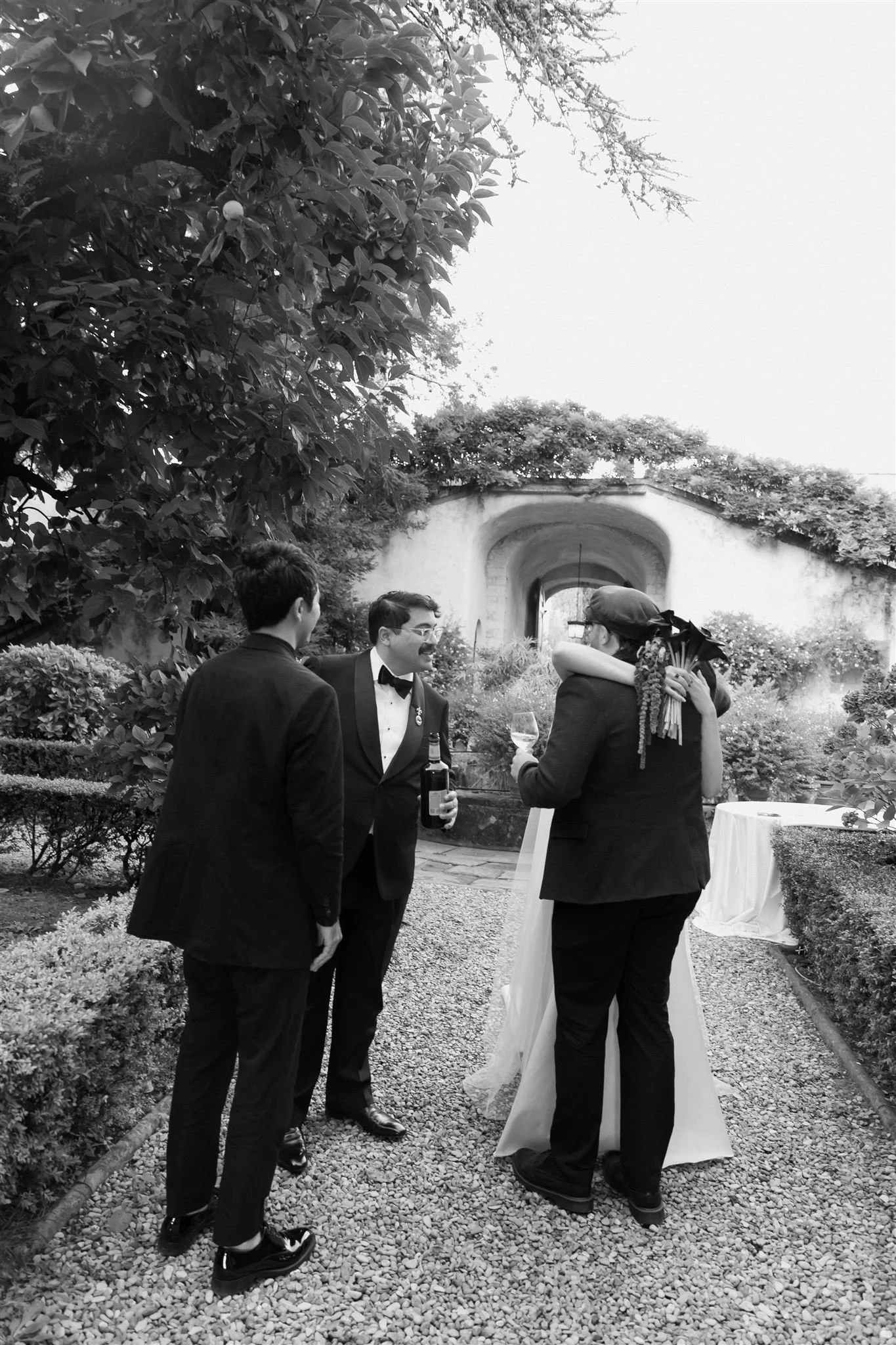 Bride and Groom on a wedding day at Villa Medicea Di Lilliano in Tuscany, Italy.