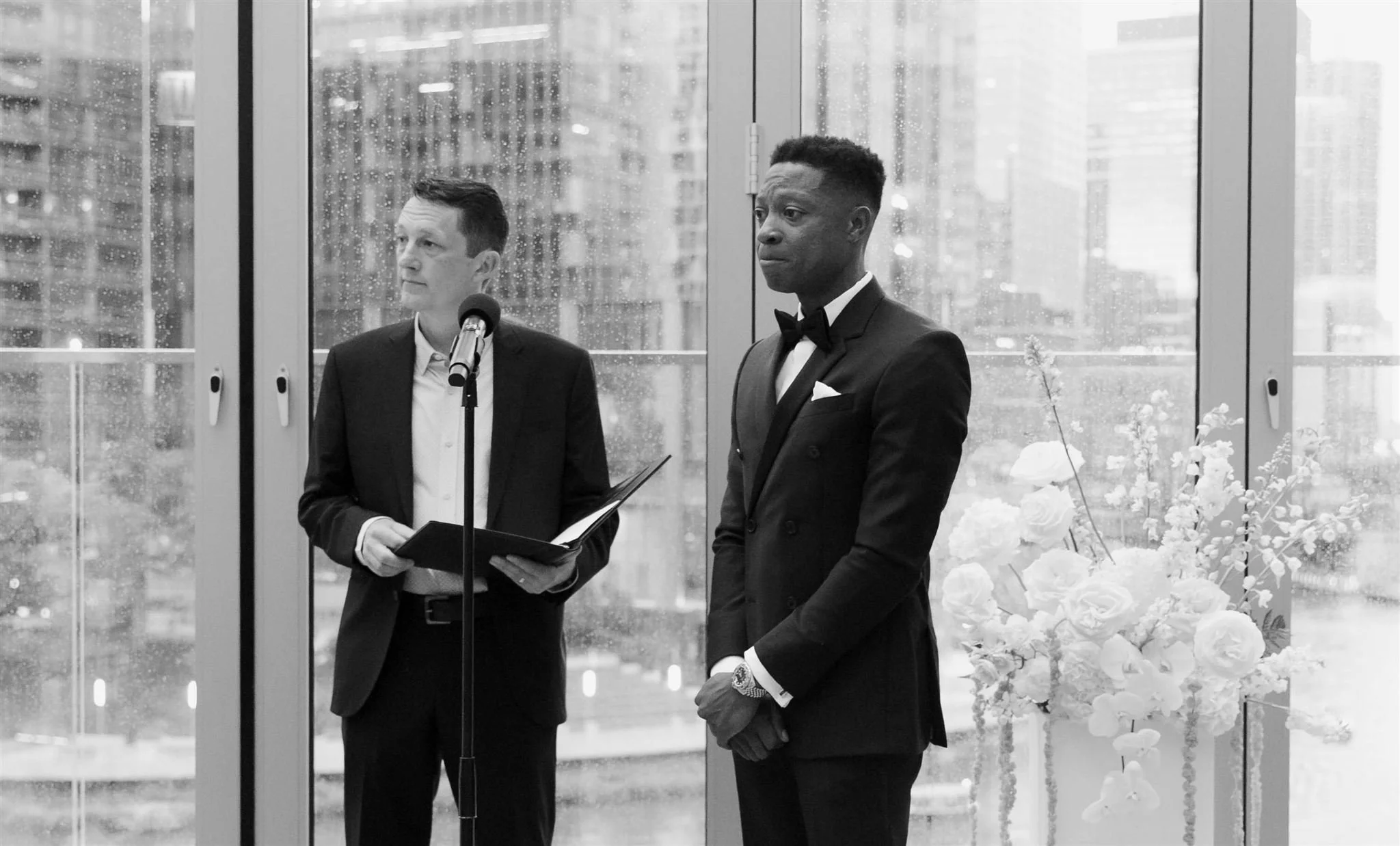 Rooftop wedding ceremony at Gibson's Italia on the Chicago River in Downtown Chicago.