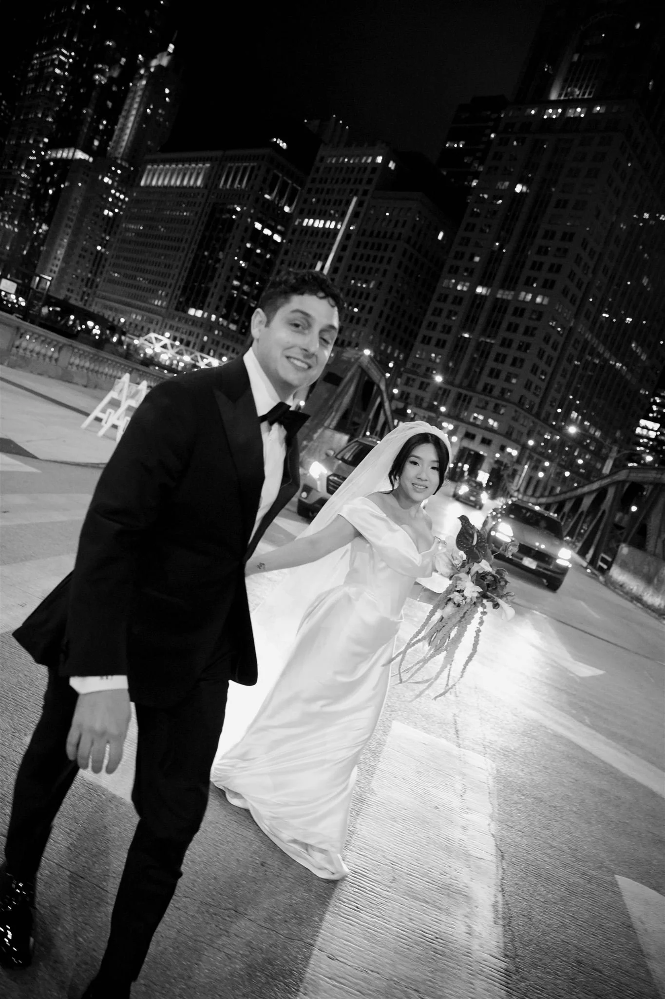 Wedding photo in downtown Chicago on the way to Gilt Bar.