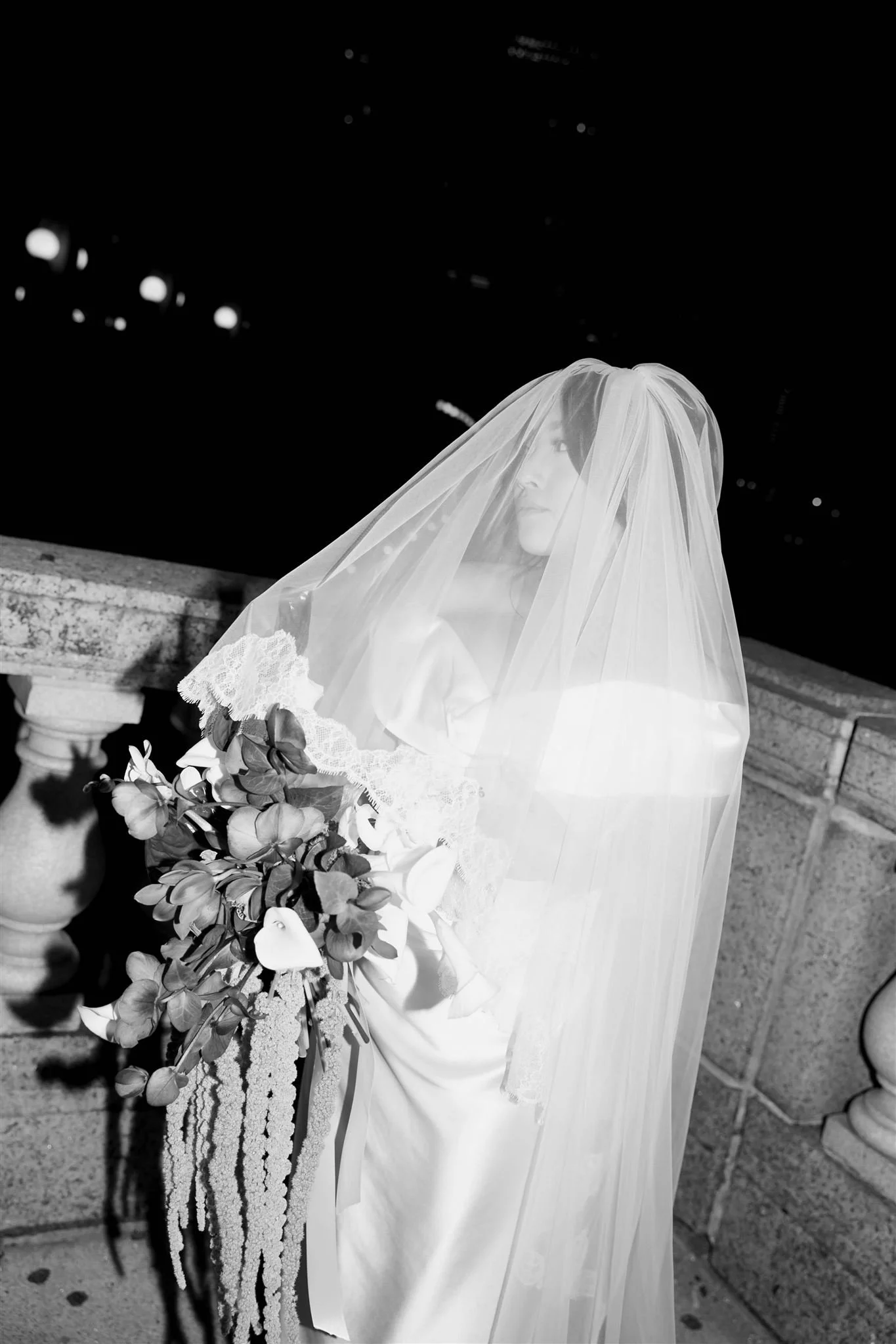 Downtown Chicago Bride and Wedding Bouquet by Dusk Lily Floral.