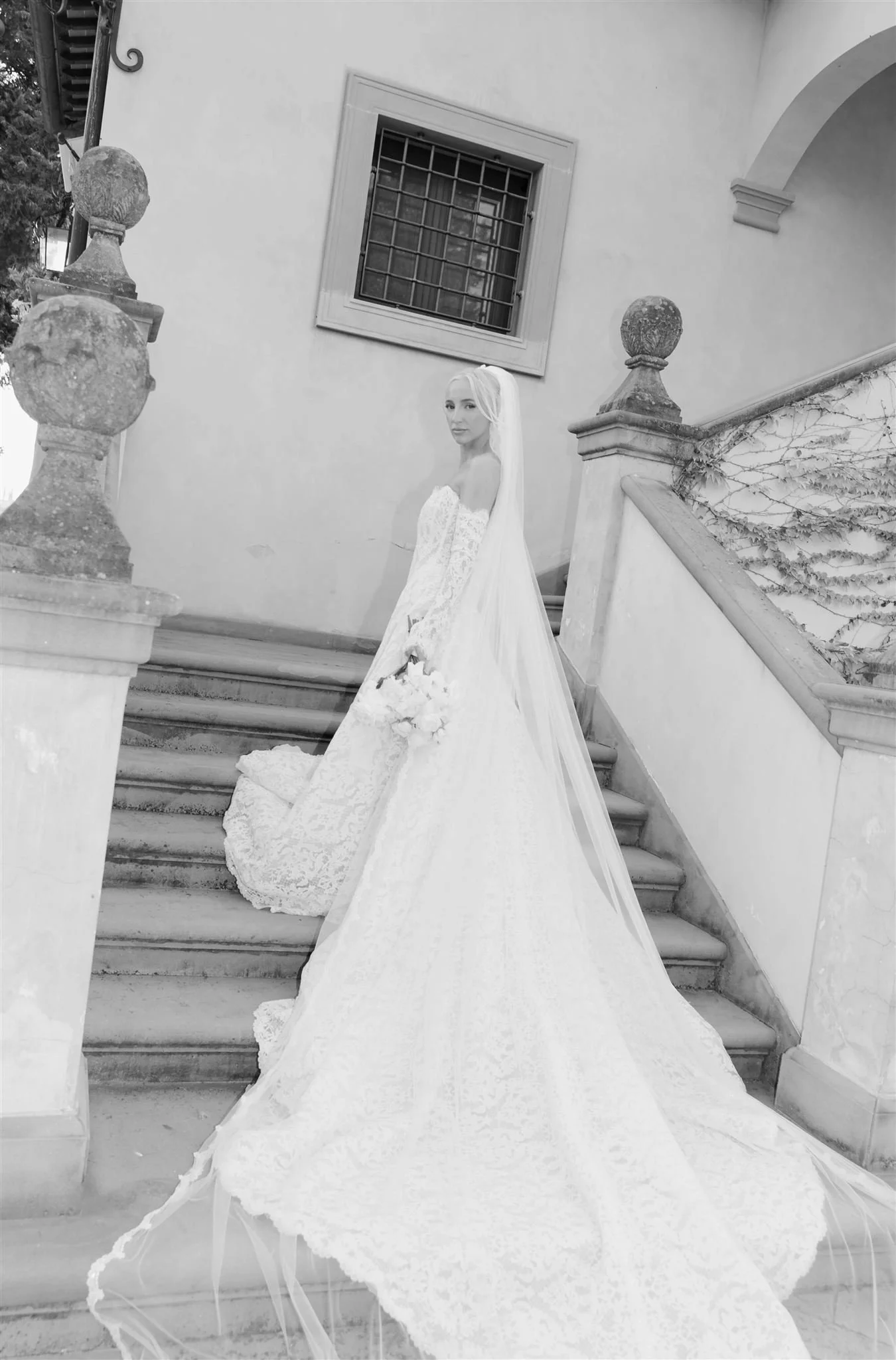 A bride on a wedding day at Tenuta Corbinaia Villa in Tuscany, Italy.