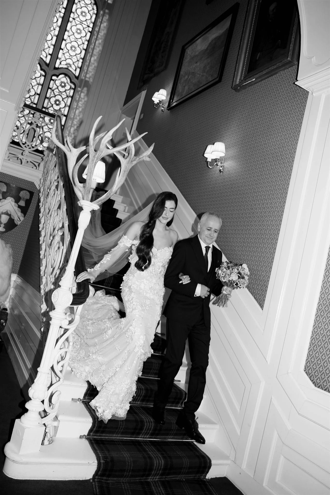 A luxury castle wedding ceremony on a wedding day at Drumtochty Castle in Scotland.