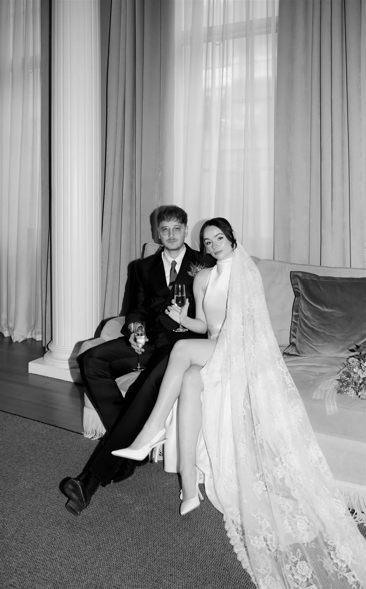 A cool wedding day at the Edinburgh Grand Hotel in Edinburgh, Scotland.