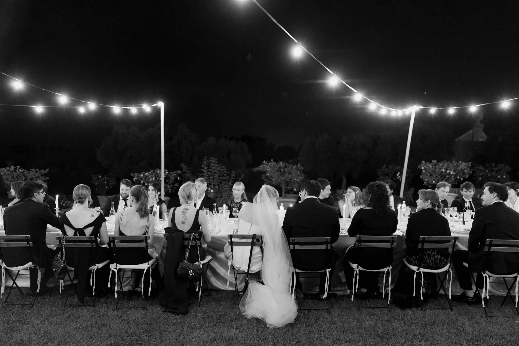 Garden wedding reception on a wedding day at Villa Medicea Di Lilliano in Tuscany, Italy.