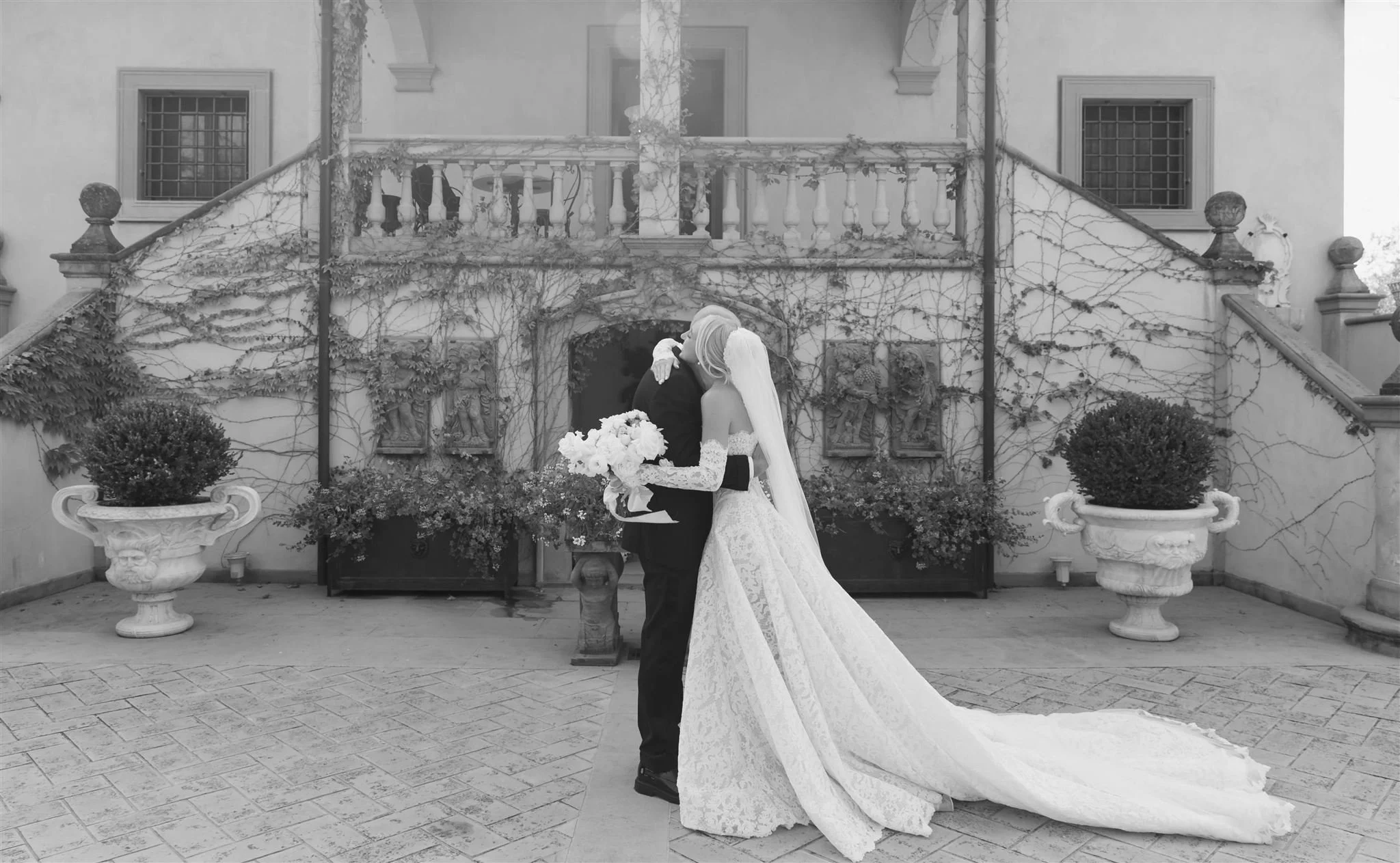 A bride on a wedding day at Tenuta Corbinaia Villa in Tuscany, Italy.
