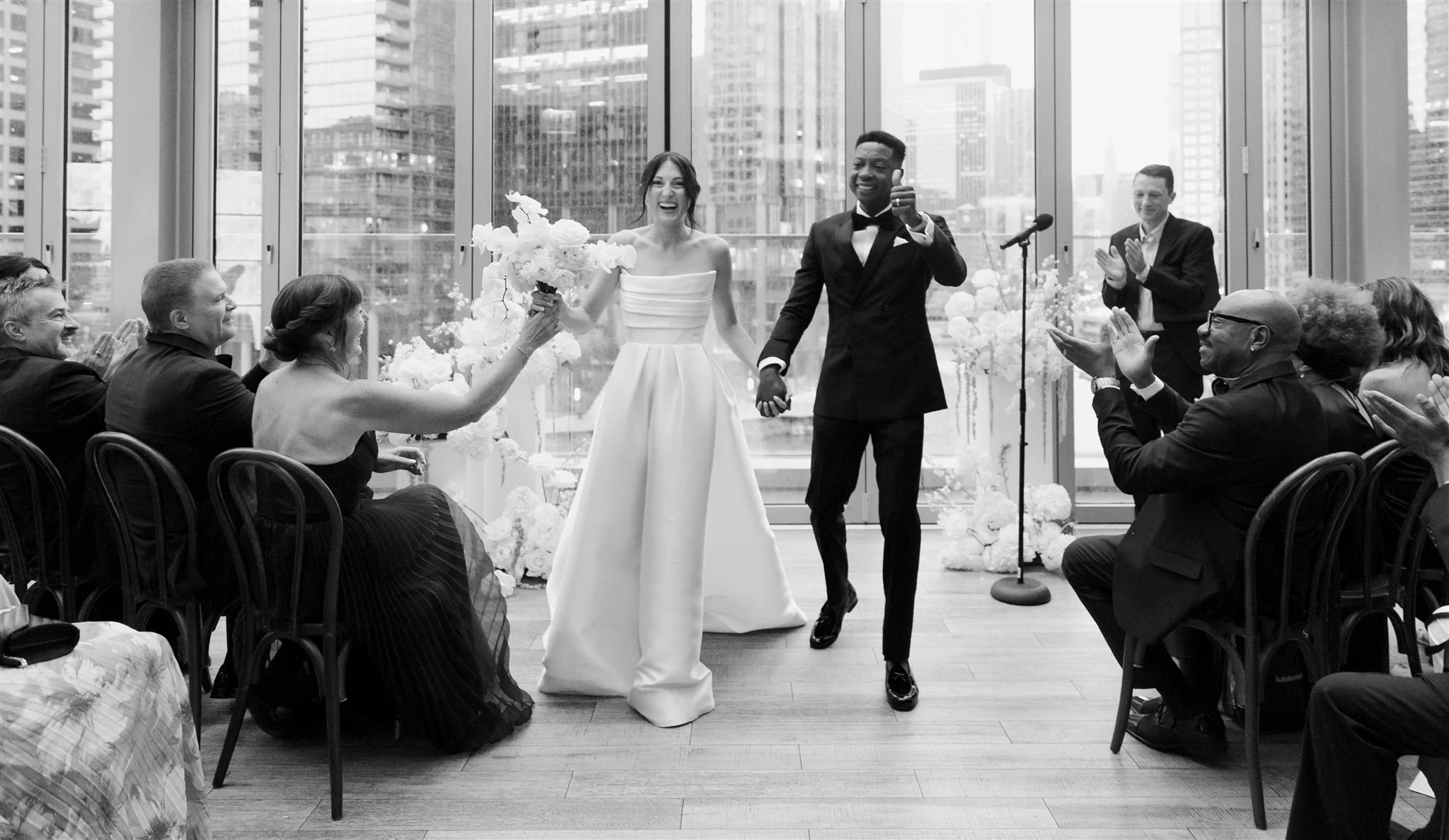 Rooftop wedding ceremony at Gibson's Italia on the Chicago River in Downtown Chicago.