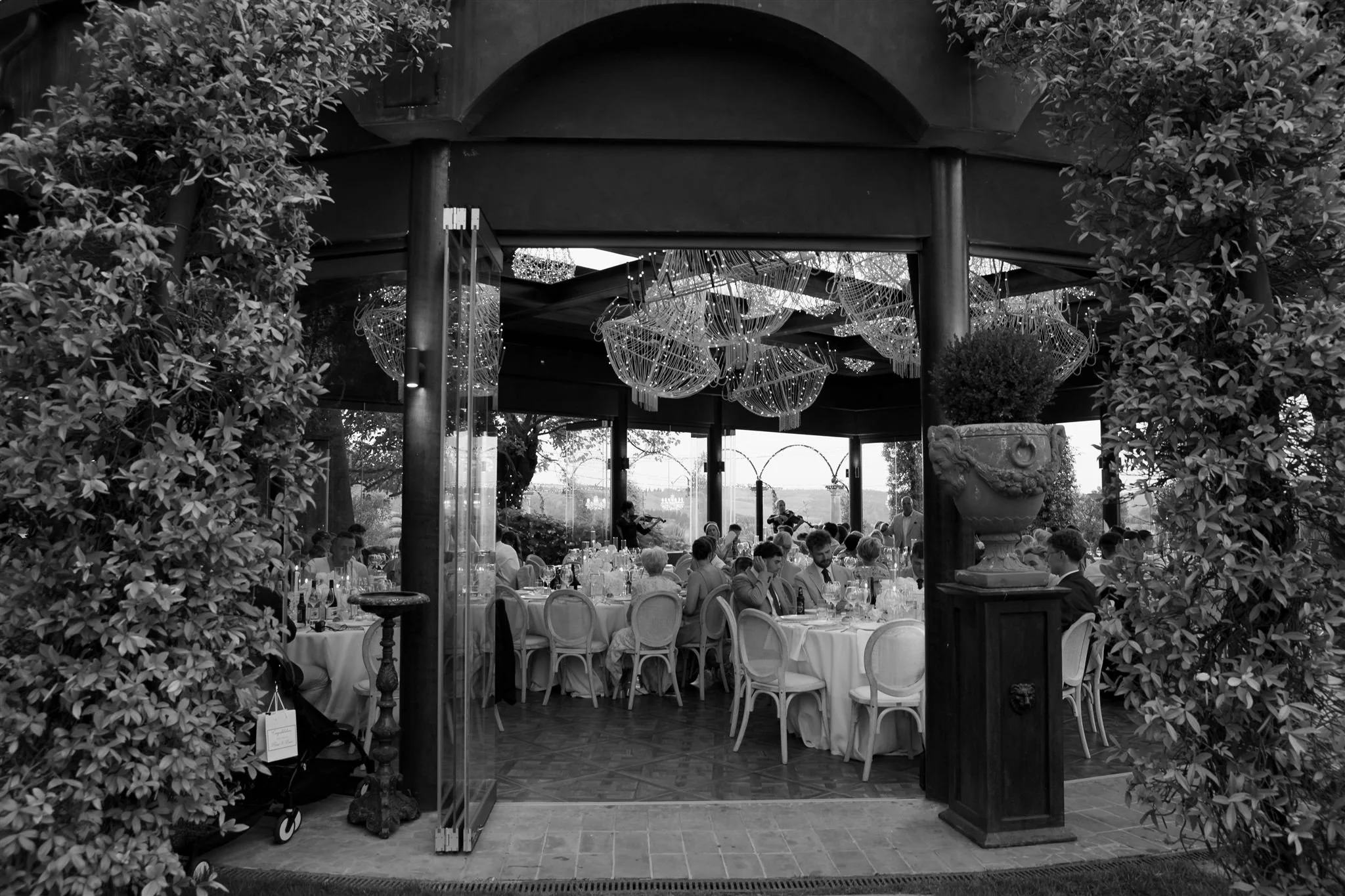 A wedding reception at Tenuta Corbinaia Villa in Tuscany, Italy.