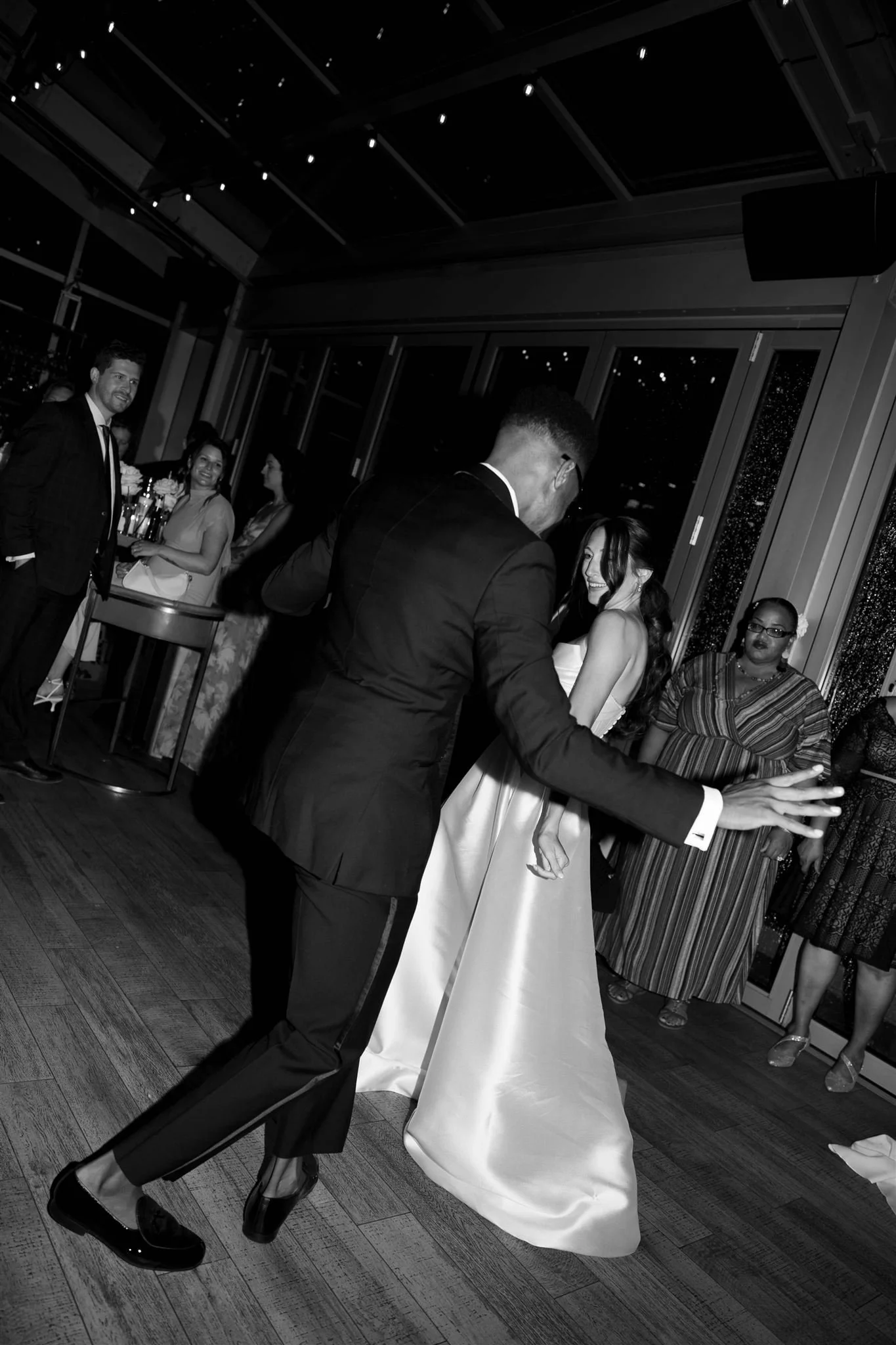 Dancing at a wedding at Gibson’s Italia overlooking downtown Chicago.