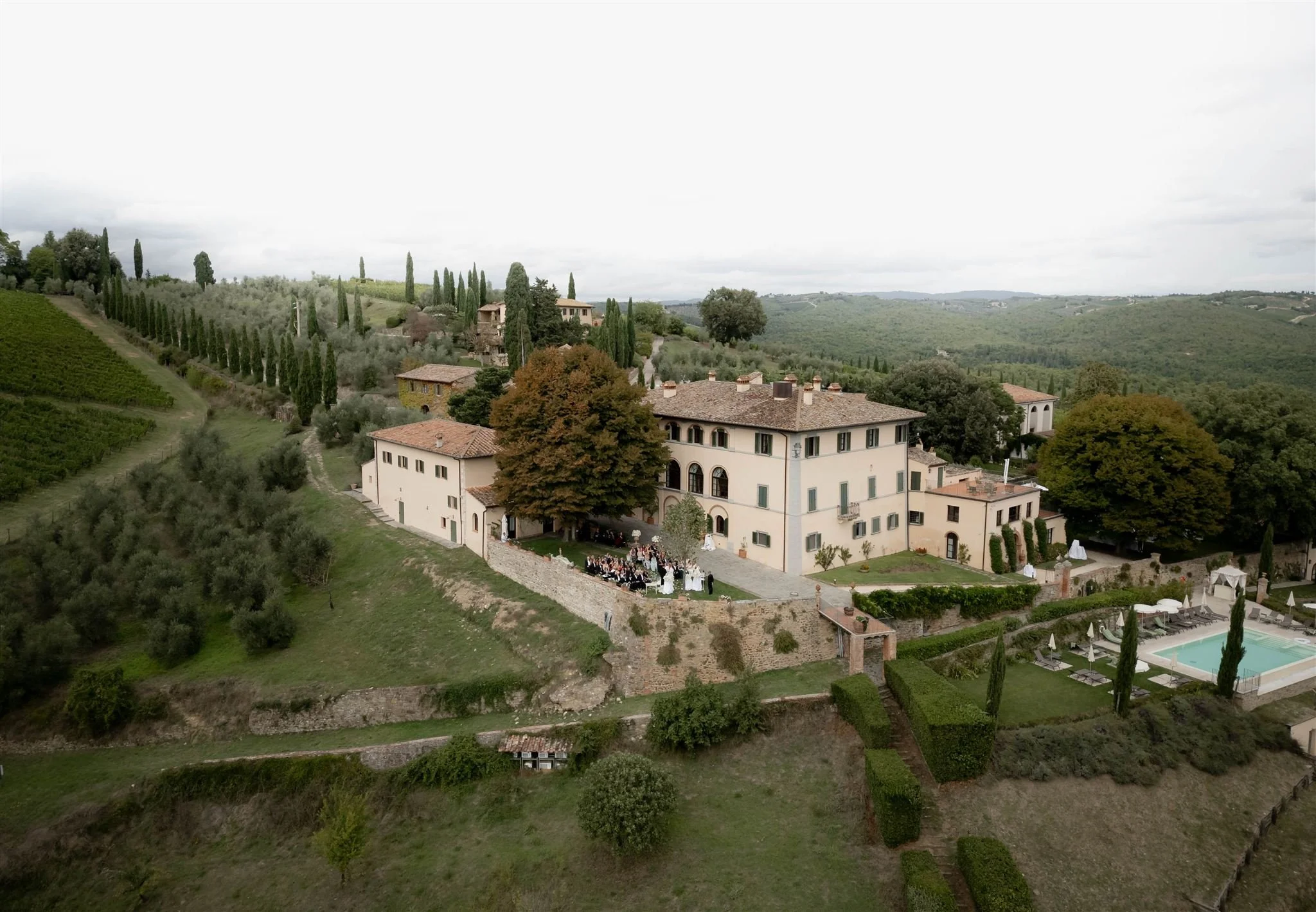 A wedding day at Dievole Wine Resort in the Chianti region of Tuscany, Italy.