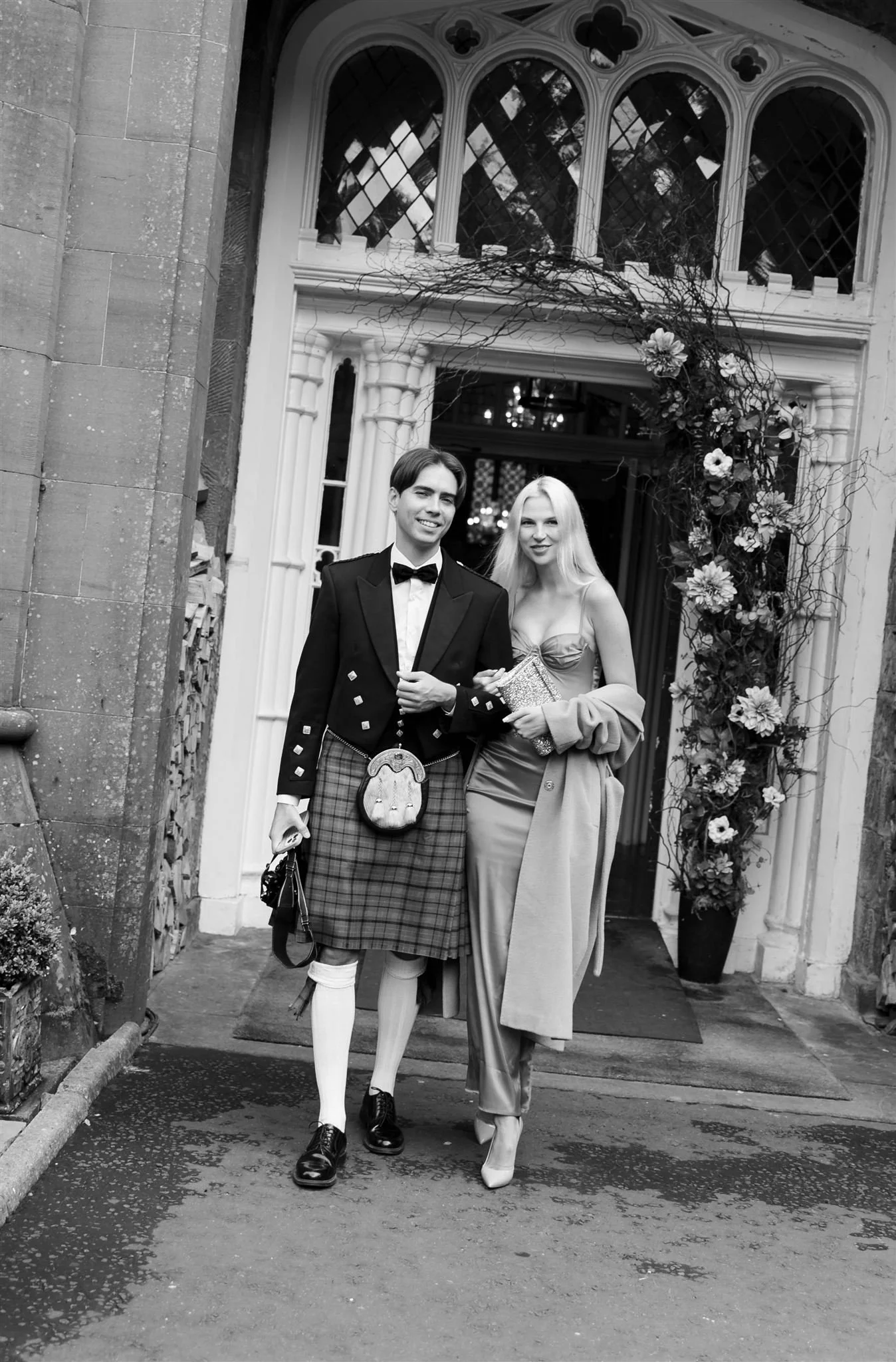 A luxury castle wedding ceremony on a wedding day at Drumtochty Castle in Scotland.