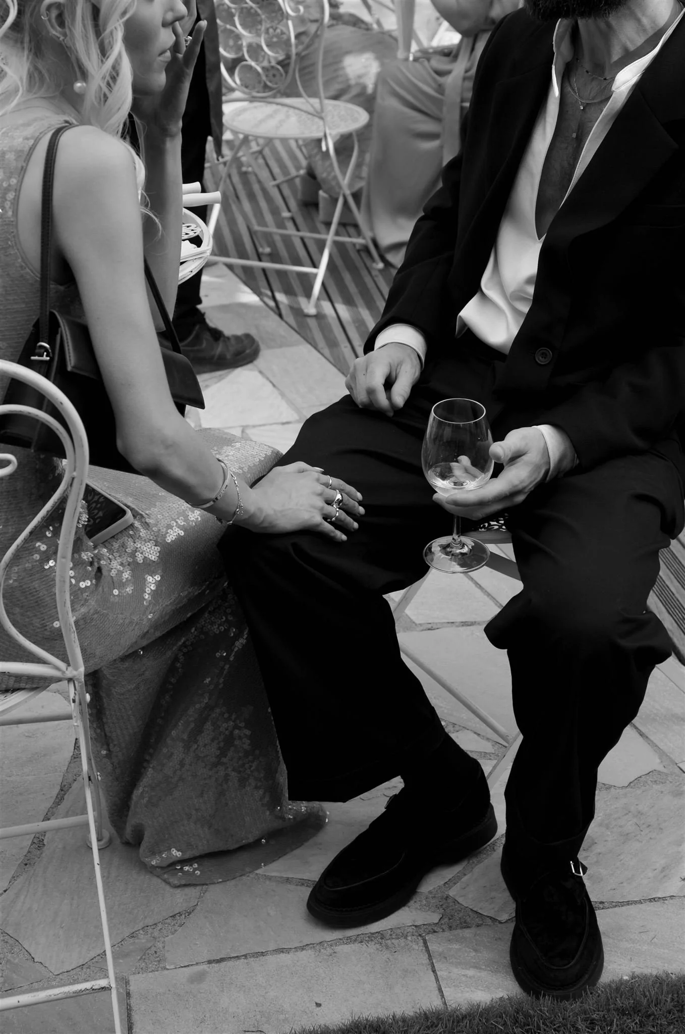 A poolside cocktail hour on a wedding day at Tenuta Corbinaia Villa in Tuscany, Italy.