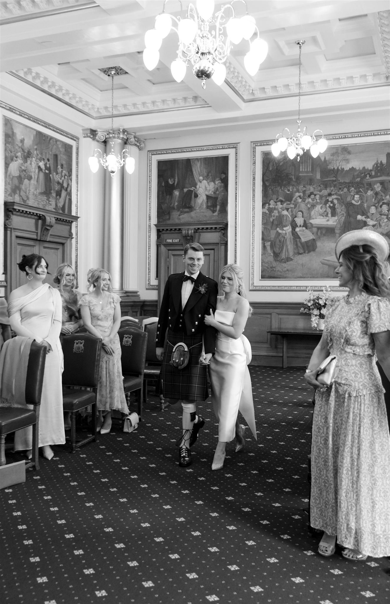 Bride and groom on a wedding day at Edinburgh City Chambers, photographed by an Edinburgh Scotland Wedding Photographer..