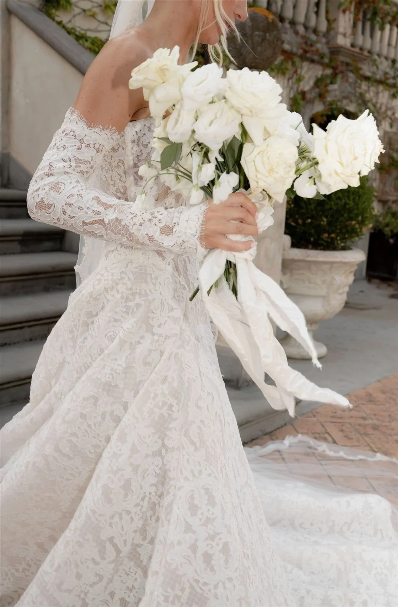 A bride on a wedding day at Tenuta Corbinaia Villa in Tuscany, Italy.