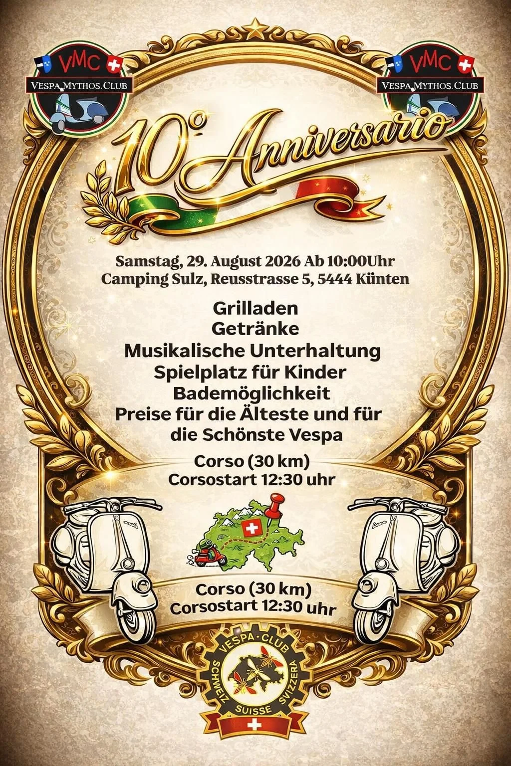 Vespa Mythos Club – 10-jähriges Jubiläum/ 10e anniversaire / 10° anniversario