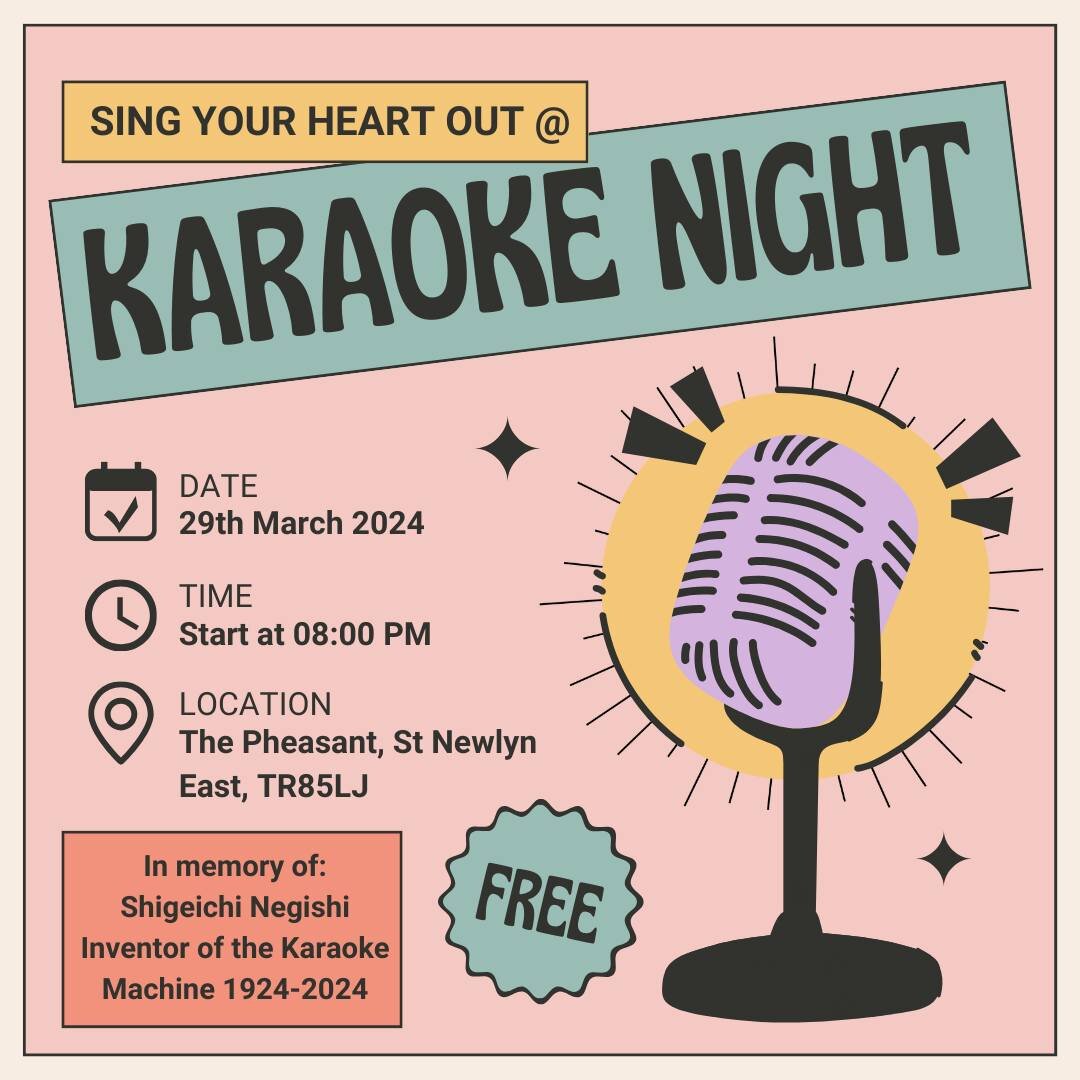 Karaoke at The Pheasant - Good Friday at 8pm

 #cornwallevents #cosypub #Events #cornwalllife #newquayevents #EasterWeekend #Newquay #pubsofinstagram #Karaoke #KaraokeCornwall #Singing #Singalong