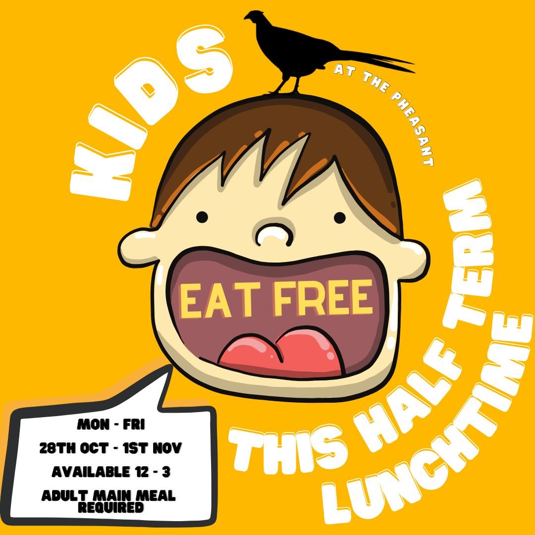 Kids get a free lunch with us this October Half Term, so be sure to pop in Monday - Friday!

#OctoberHalfTerm #HalfTerm #Food #KidsEatFree @pubwiththekids #Offer #supportyourlocal